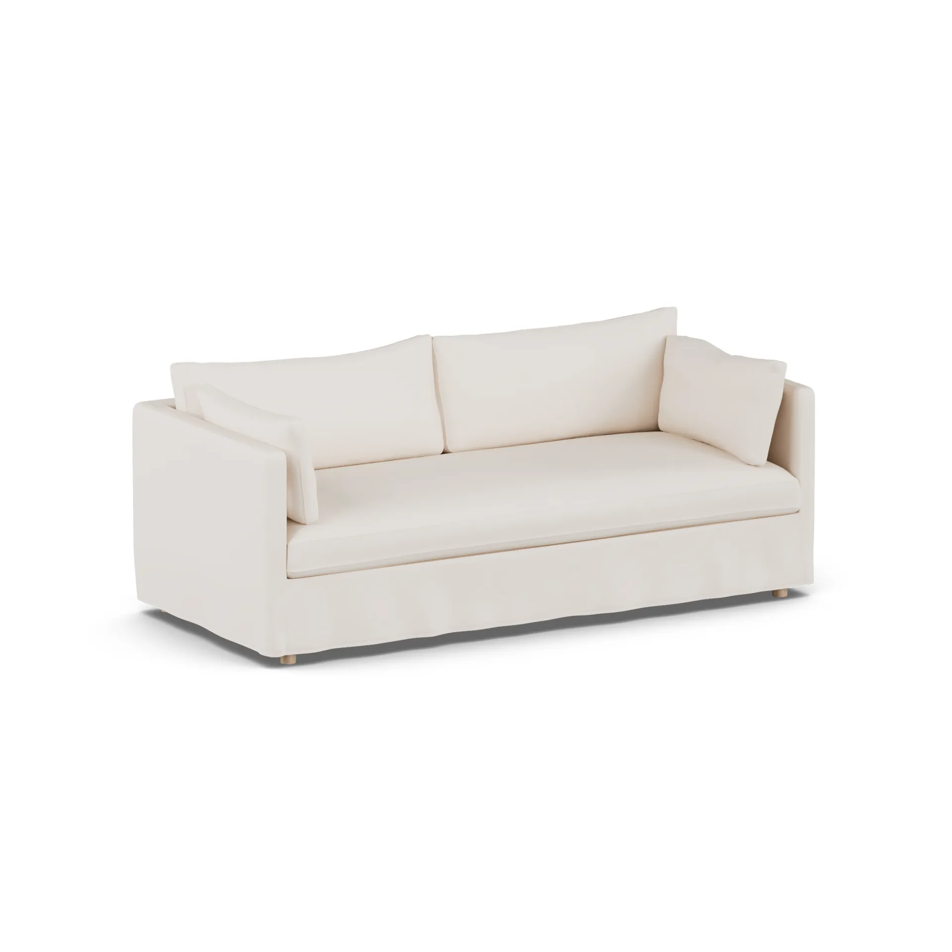 Linnevik Sofa, Caleido beige 9600-Eiche weiß geölt, 3-sitzig, mit Volant 1898