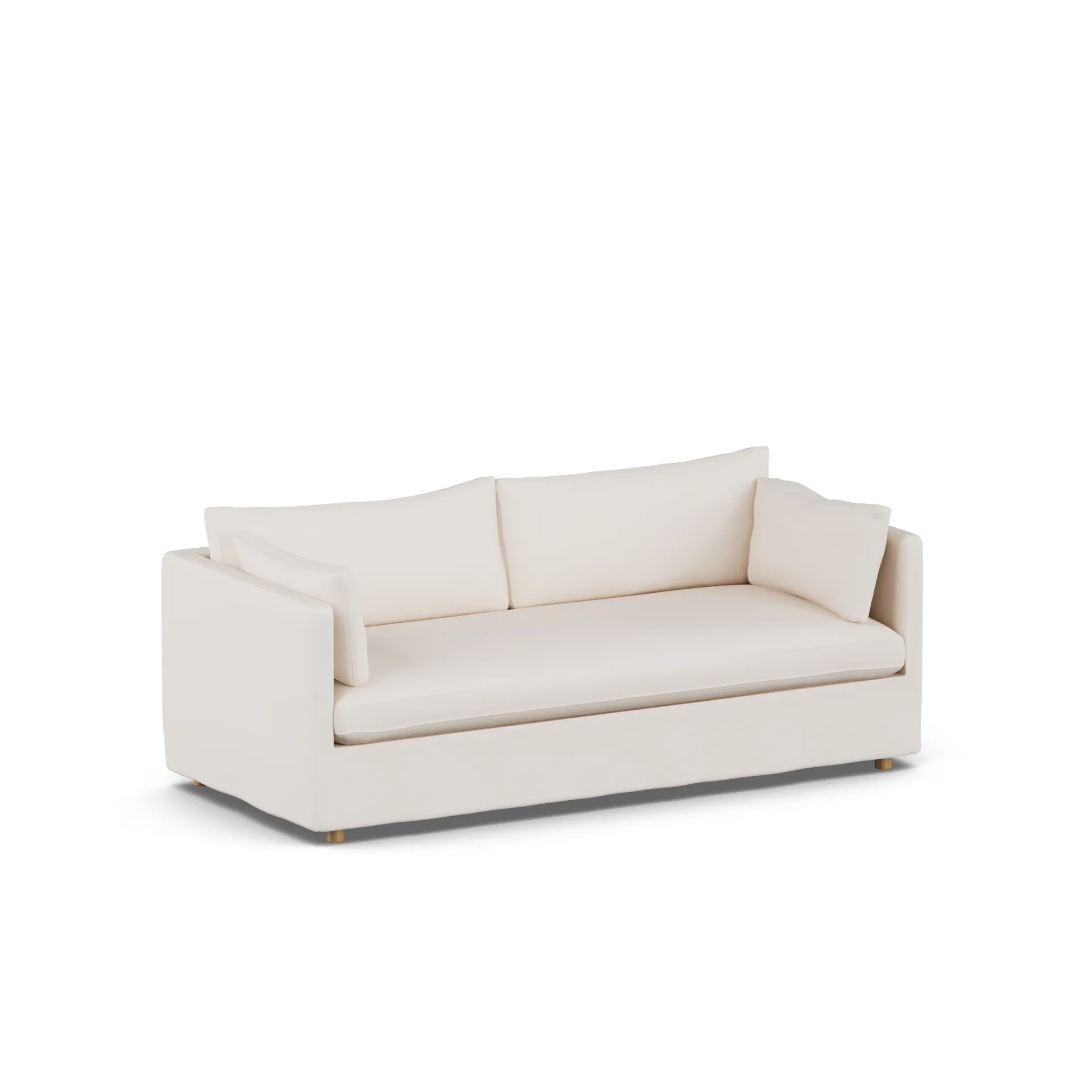 Linnevik Sofa, Caleido beige 9600-Eiche weiß geölt, 3-sitzig, mit Volant 1898