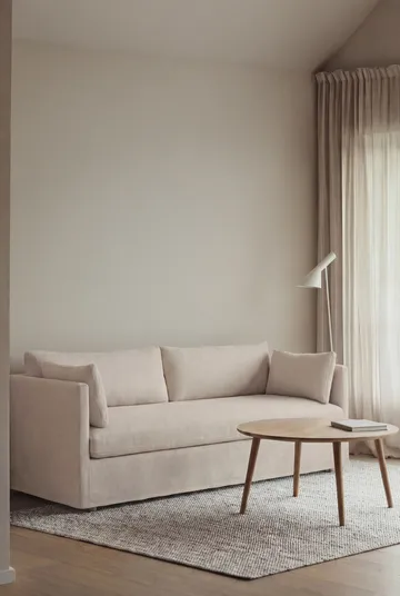 Linnevik Sofa - Caleido beige 9600-Eiche weiß geölt, 3-sitzig, mit Volant - 1898