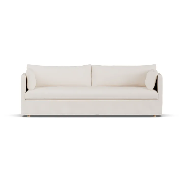 Linnevik Sofa - Caleido beige 9600-Eiche weiß geölt, 4-sitzig, mit Volant - 1898