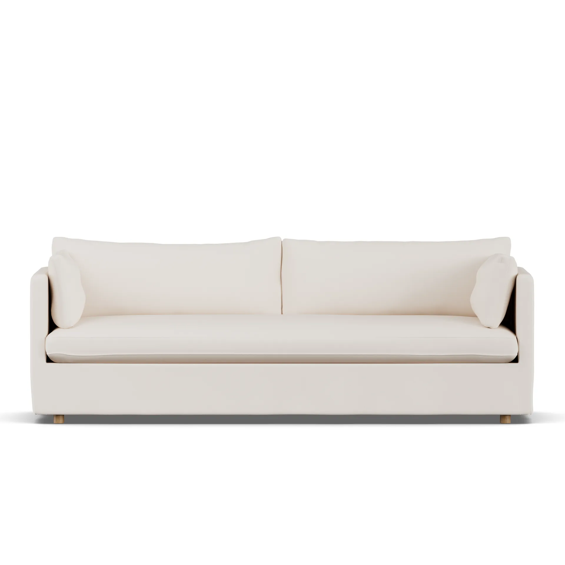 Linnevik Sofa, Caleido beige 9600-Eiche weiß geölt, 4-sitzig, mit Volant 1898