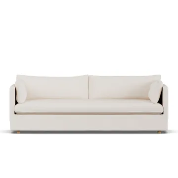 Linnevik Sofa - Caleido beige 9600-Eiche weiß geölt, 4-sitzig, mit Volant - 1898