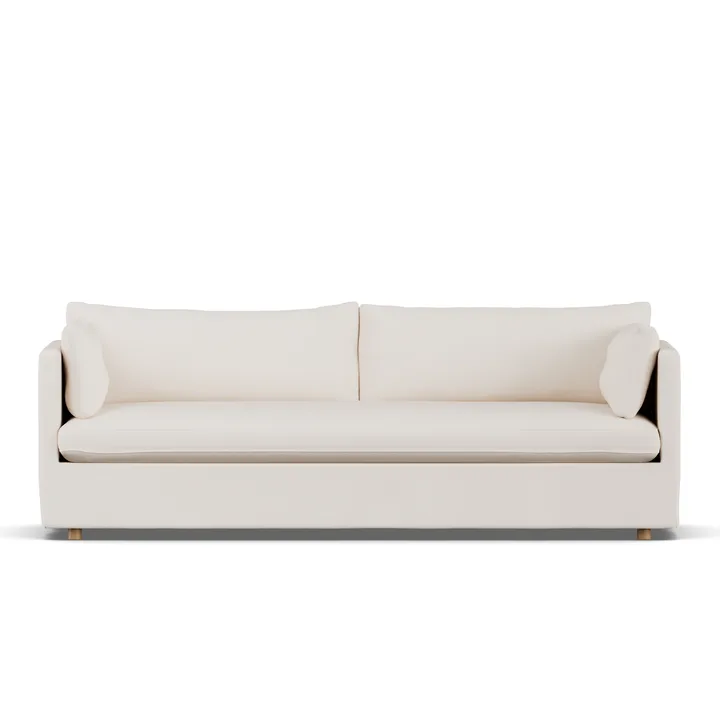 Linnevik Sofa - Caleido beige 9600-Eiche weiß geölt, 4-sitzig, mit Volant - 1898