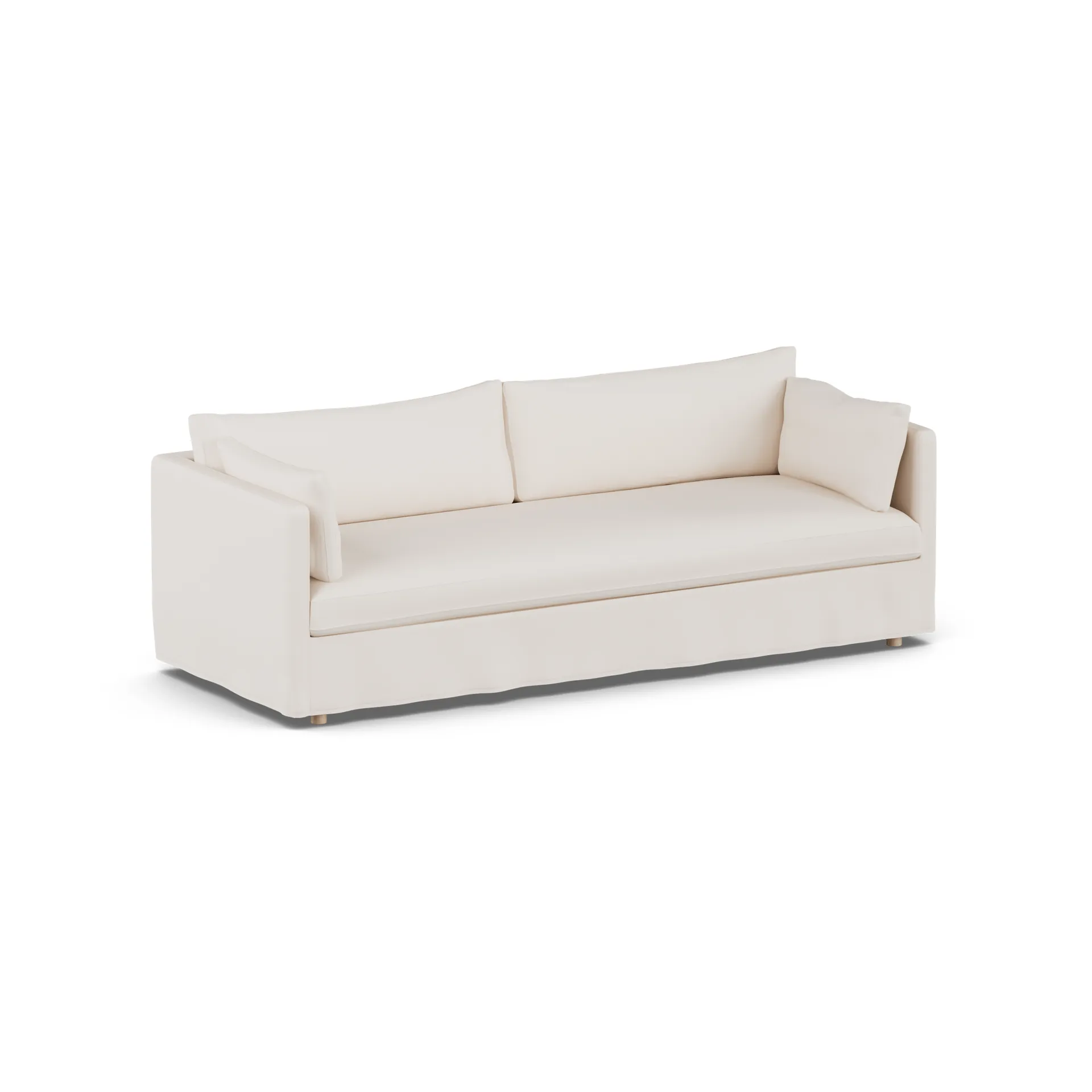 Linnevik Sofa, Caleido beige 9600-Eiche weiß geölt, 4-sitzig, mit Volant 1898