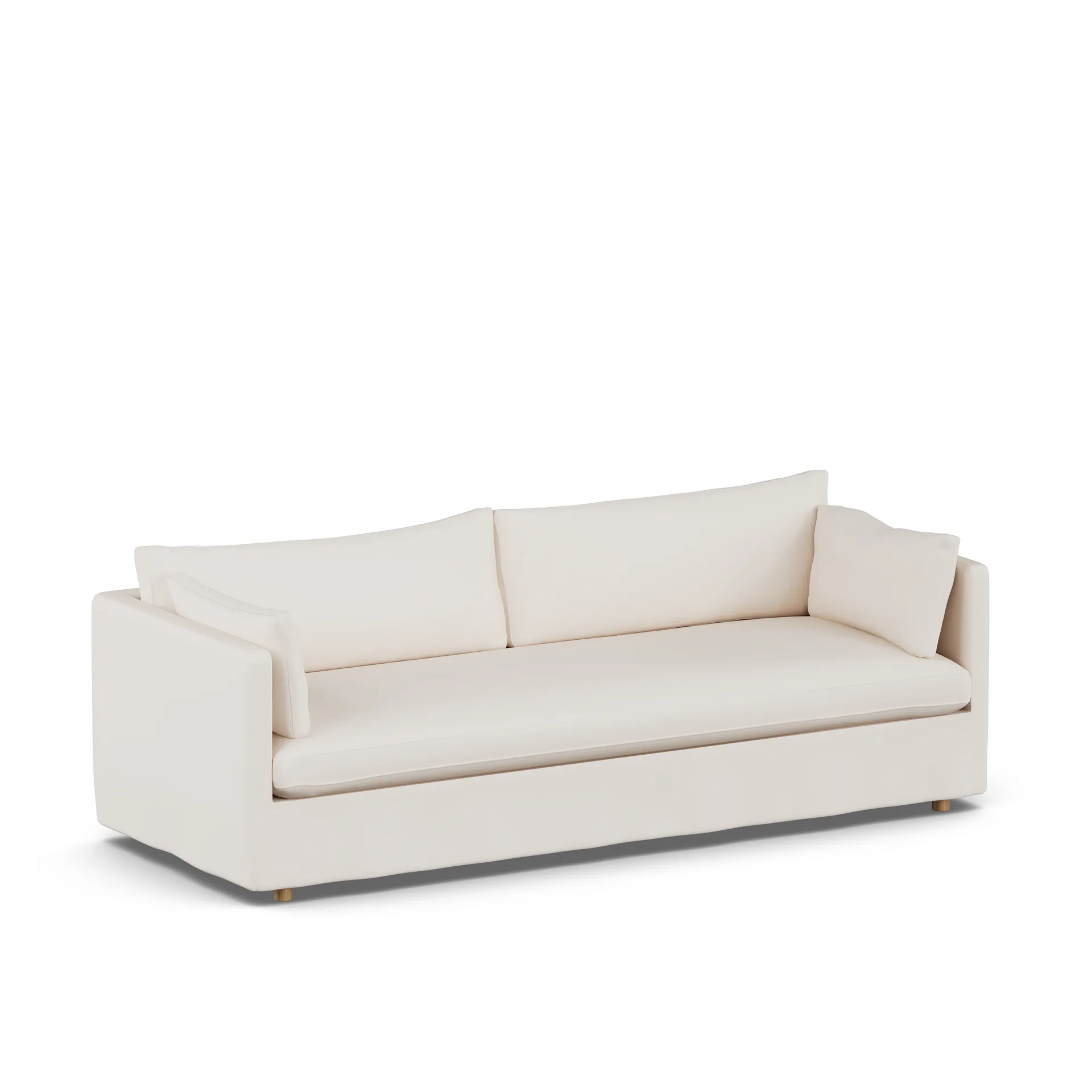 Linnevik Sofa, Caleido beige 9600-Eiche weiß geölt, 4-sitzig, mit Volant 1898