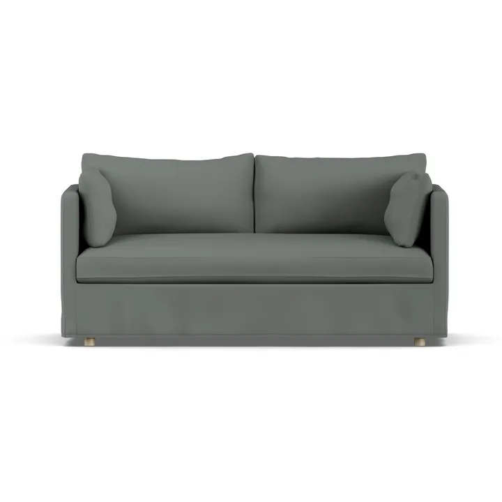 Linnevik Sofa - Caleido Grey 1240-Eiche weiß geölt, 2-sitzig, mit Volant - 1898