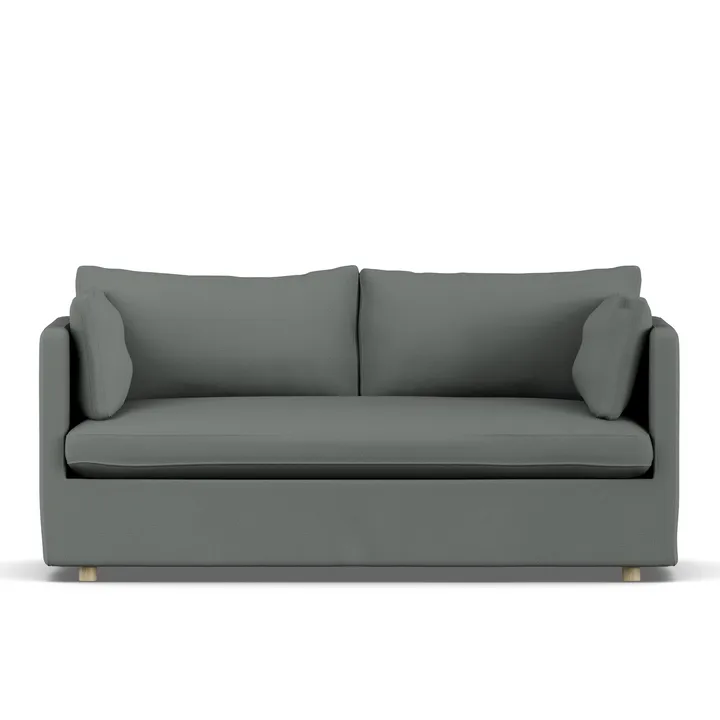 Linnevik Sofa - Caleido Grey 1240-Eiche weiß geölt, 2-sitzig, mit Volant - 1898