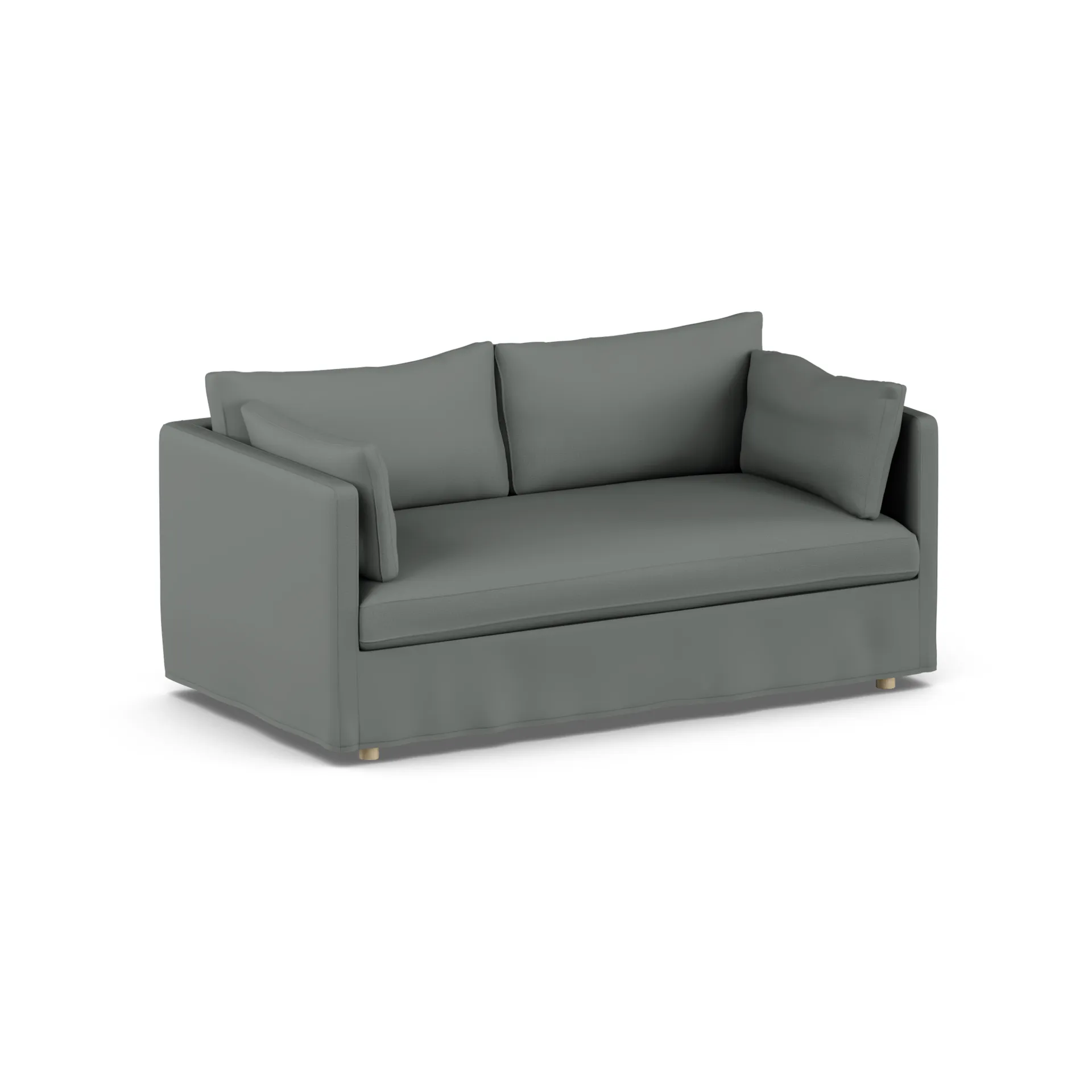 Linnevik Sofa, Caleido Grey 1240-Eiche weiß geölt, 2-sitzig, mit Volant 1898