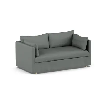 Linnevik Sofa - Caleido Grey 1240-Eiche weiß geölt, 2-sitzig, mit Volant - 1898