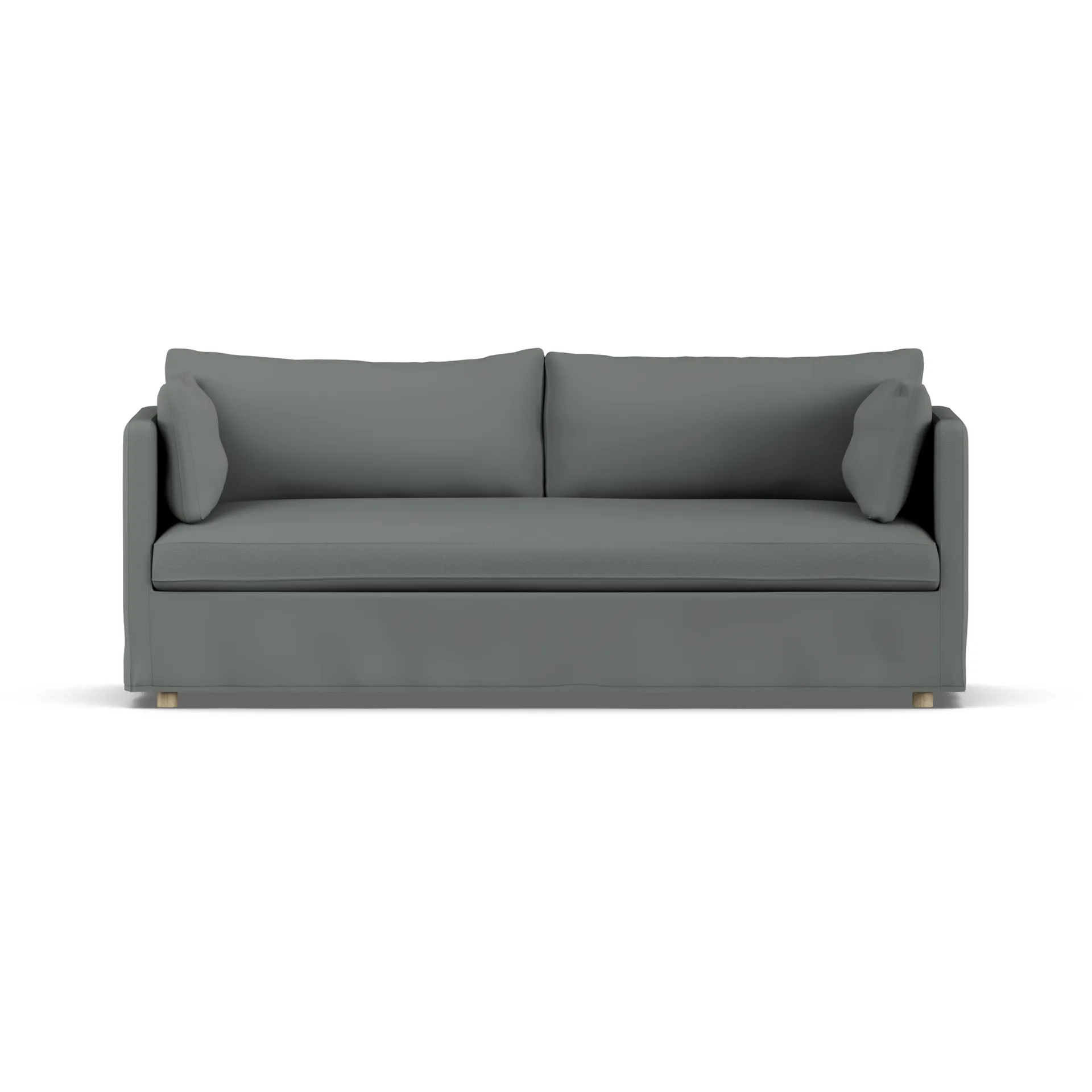 Linnevik Sofa, Caleido Grey 1240-Eiche weiß geölt, 3-sitzig, mit Volant 1898