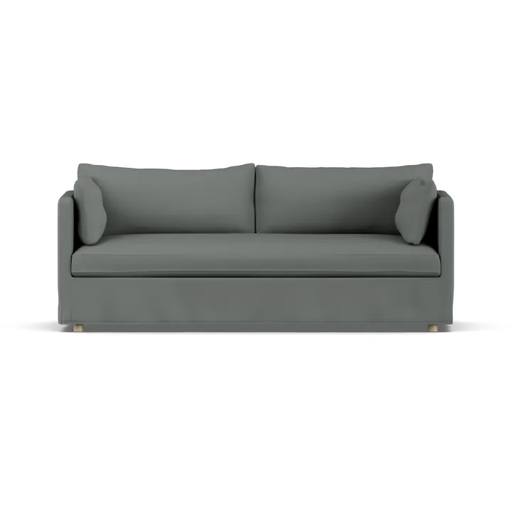 Linnevik Sofa - Caleido Grey 1240-Eiche weiß geölt, 3-sitzig, mit Volant - 1898