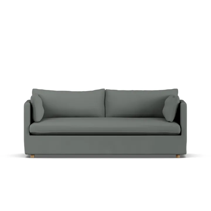 Linnevik Sofa - Caleido Grey 1240-Eiche weiß geölt, 3-sitzig, mit Volant - 1898