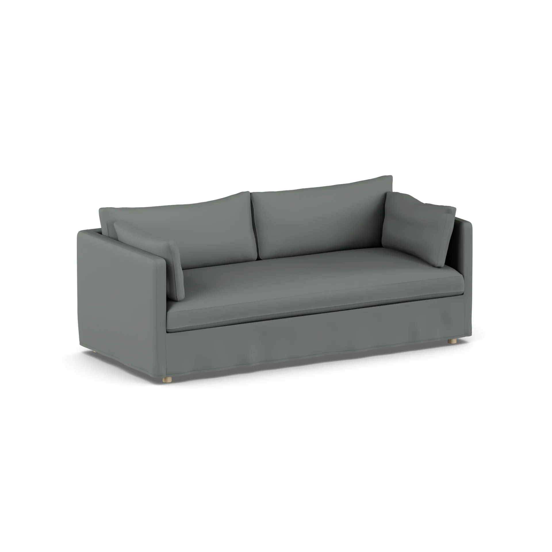 Linnevik Sofa, Caleido Grey 1240-Eiche weiß geölt, 3-sitzig, mit Volant 1898