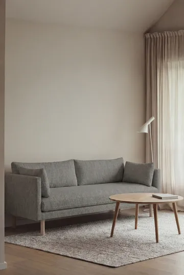 Linnevik Sofa - Caleido Grey 1240-Eiche weiß geölt, 3-sitzig, ohne Volant - 1898
