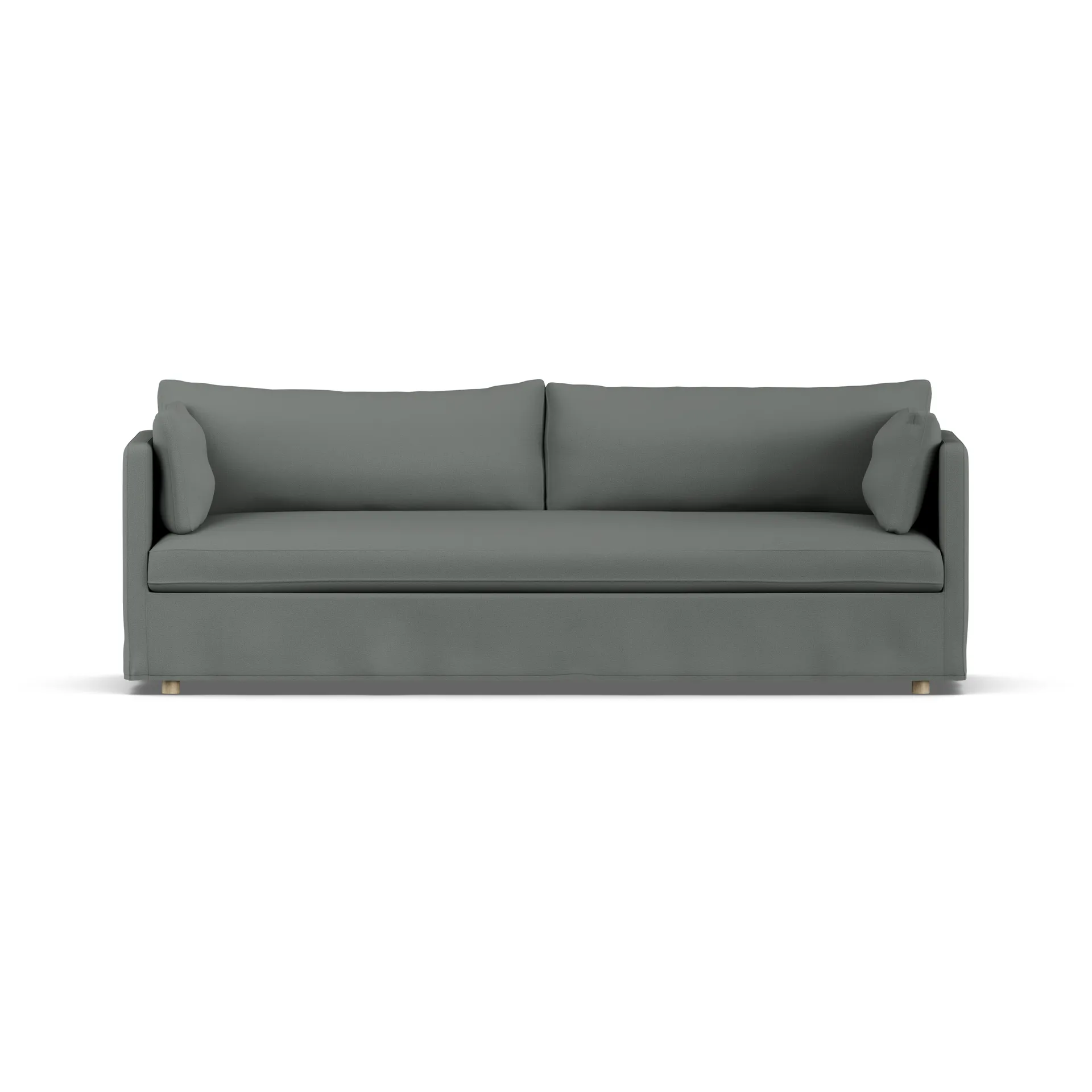 Linnevik Sofa, Caleido grey 1240-Eiche weiß geölt, 4-sitzig, mit Volant 1898