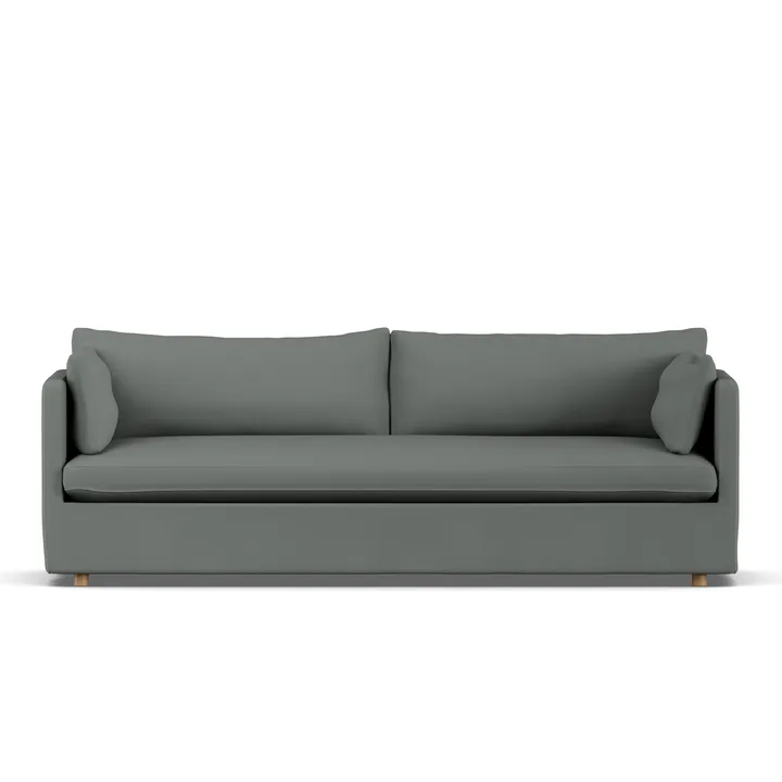 Linnevik Sofa - Caleido grey 1240-Eiche weiß geölt, 4-sitzig, mit Volant - 1898