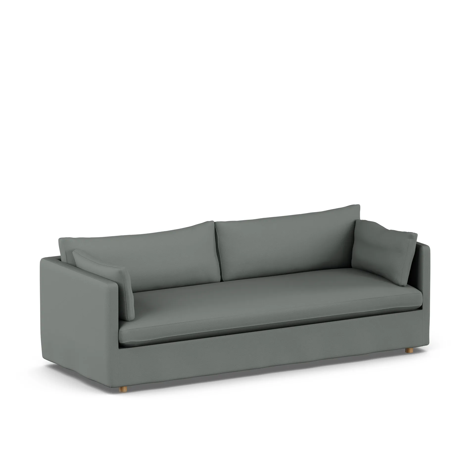 Linnevik Sofa, Caleido grey 1240-Eiche weiß geölt, 4-sitzig, mit Volant 1898