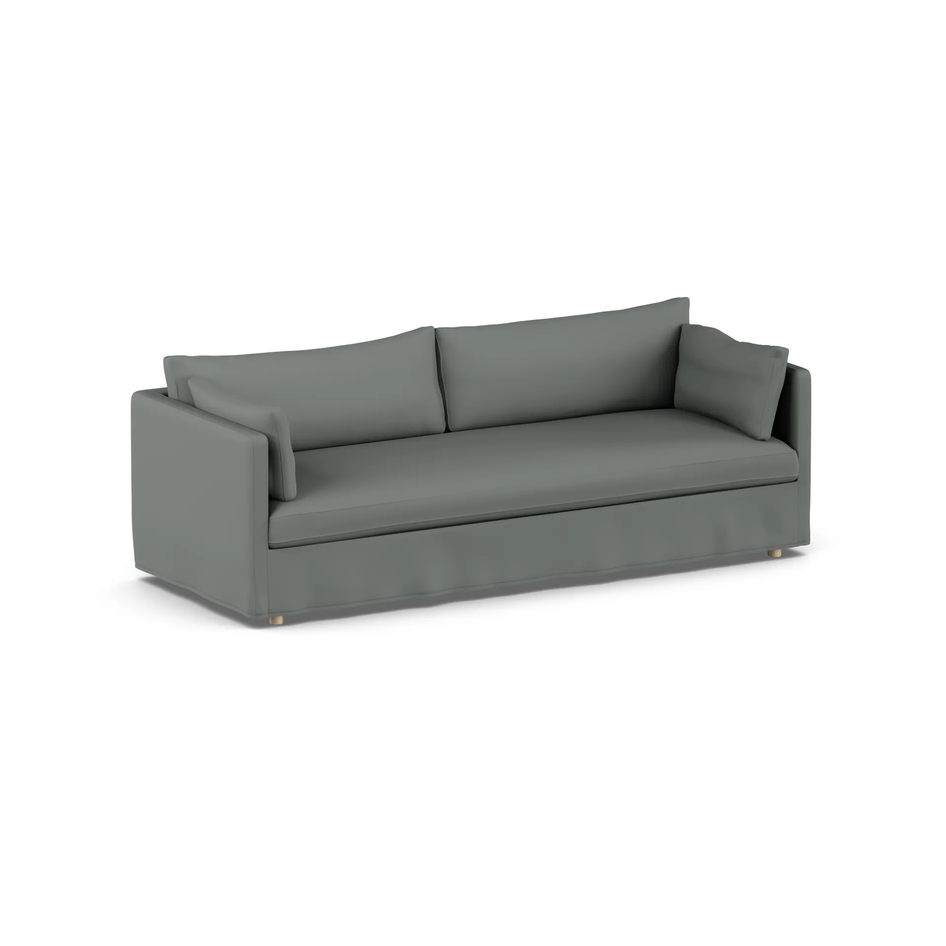 Linnevik Sofa, Caleido grey 1240-Eiche weiß geölt, 4-sitzig, mit Volant 1898