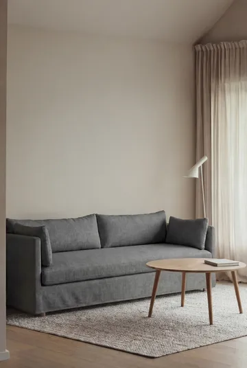 Linnevik Sofa - Caleido grey 1240-Eiche weiß geölt, 4-sitzig, mit Volant - 1898