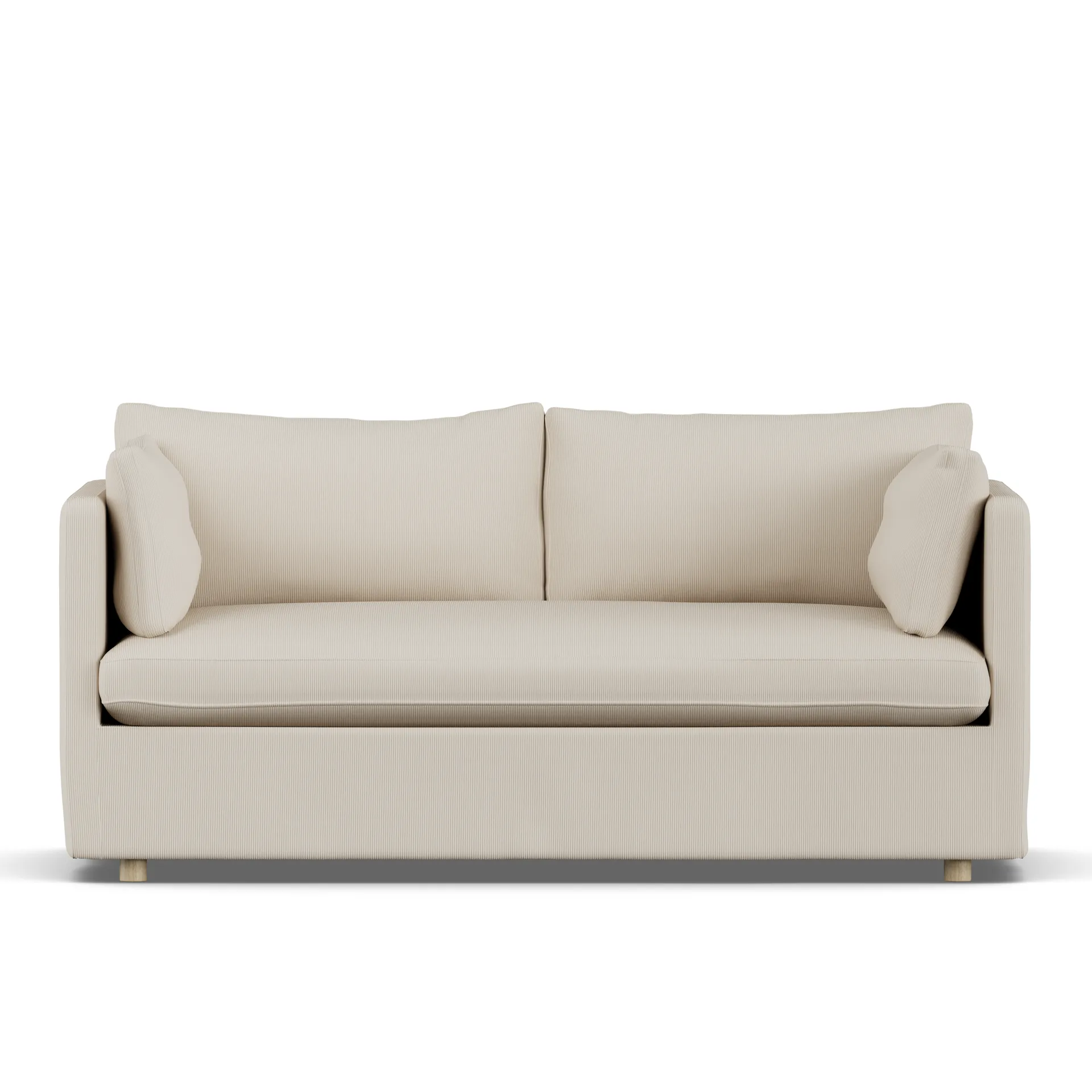 Linnevik Sofa, Jump Beige 1956-Eiche weiß geölt, 2-sitzig, mit Volant 1898
