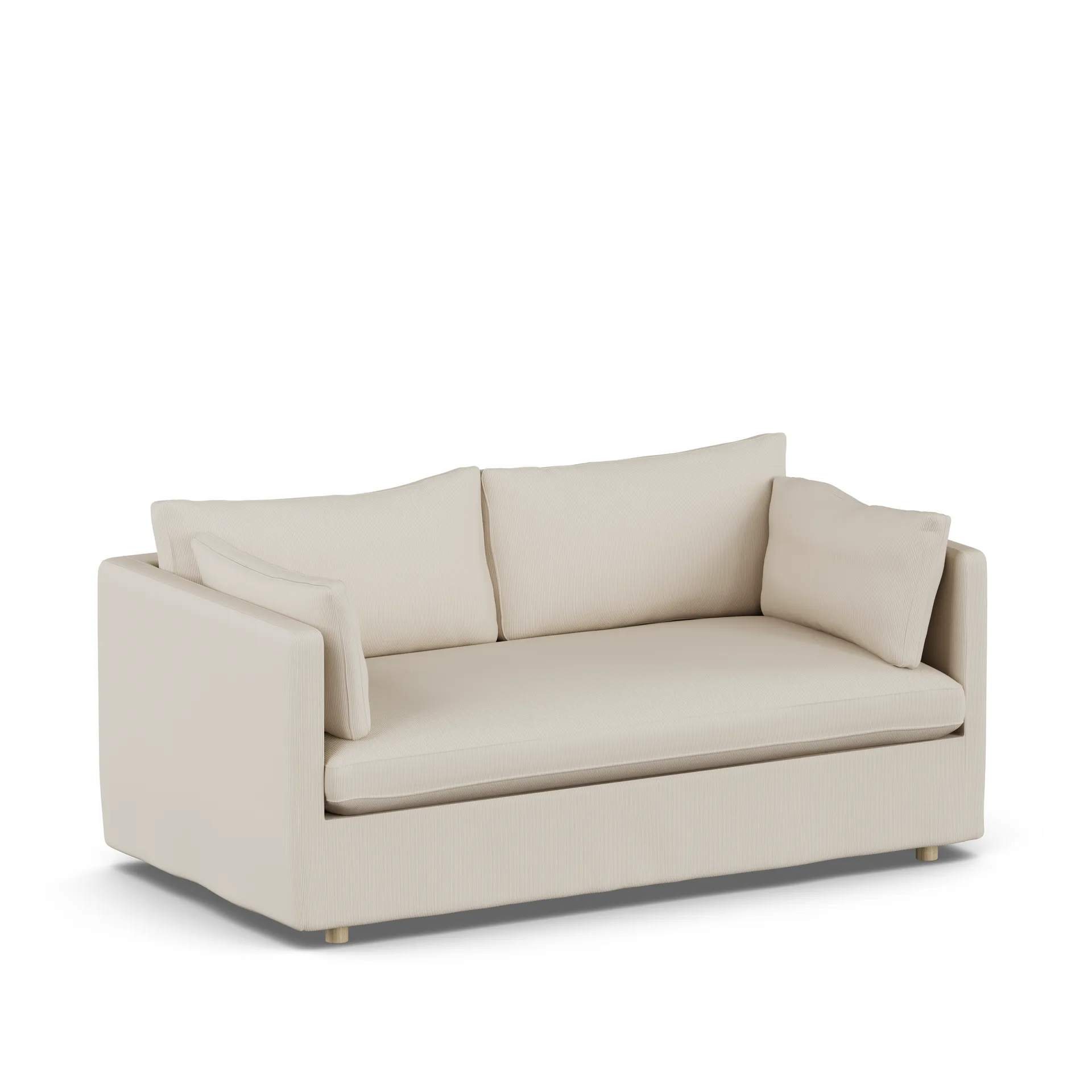 Linnevik Sofa, Jump Beige 1956-Eiche weiß geölt, 2-sitzig, mit Volant 1898