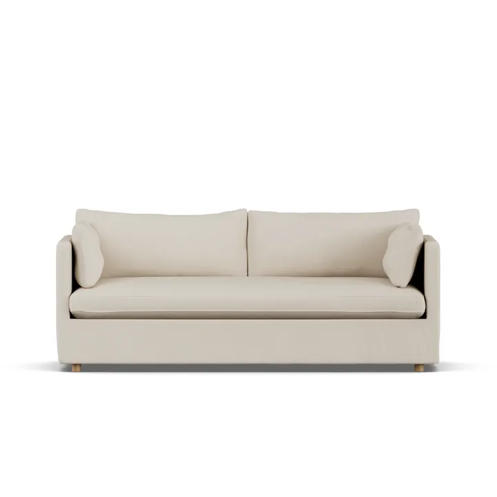 Linnevik Sofa - Jump Beige 1956-Eiche weiß geölt, 3-sitzig, mit Volant - 1898