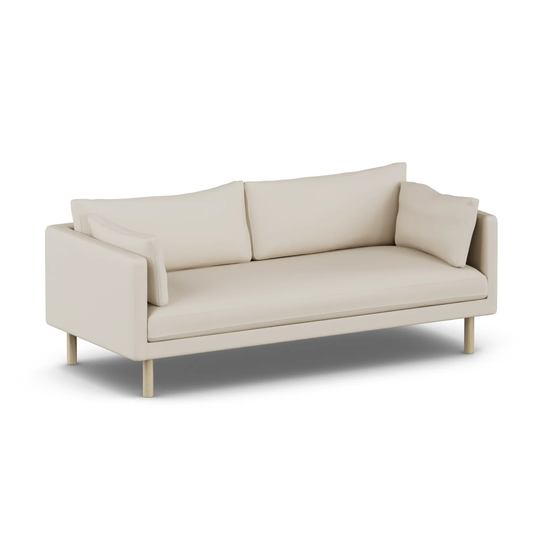 Linnevik Sofa, Jump Beige 1956-Eiche weiß geölt, 3-sitzig, ohne Volant 1898