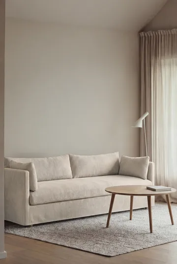 Linnevik Sofa - Jump Beige 1956-Eiche weiß geölt, 4-sitzig, mit Volant - 1898