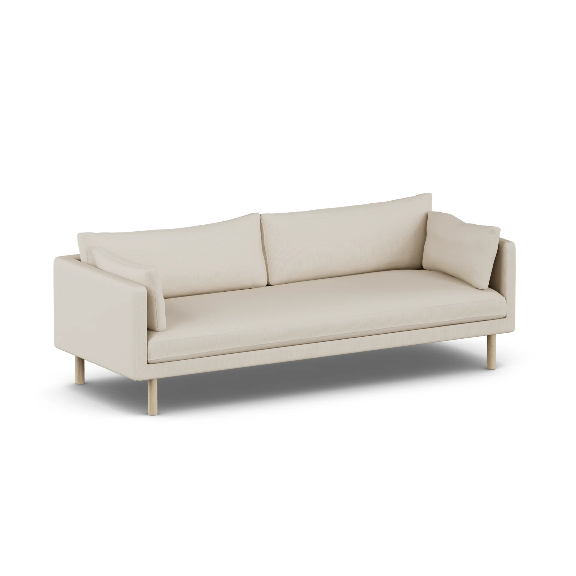 Linnevik Sofa, Jump Beige 1956-Eiche weiß geölt, 4-sitzig, ohne Volant 1898