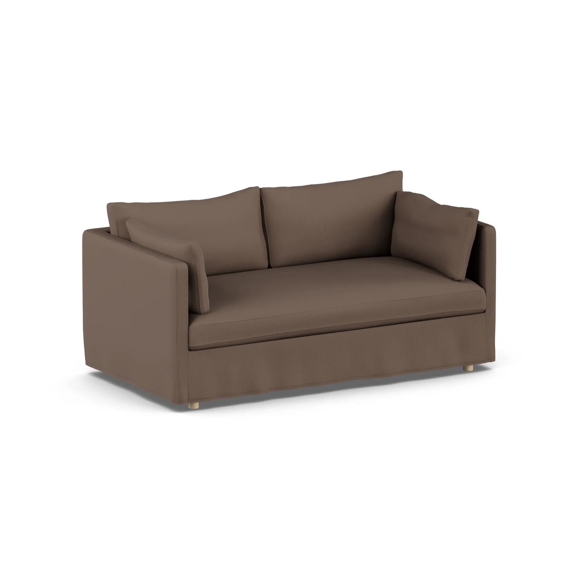 Linnevik Sofa, Jump brown 1955-Eiche weiß geölt, 2-sitzig, mit Volant 1898