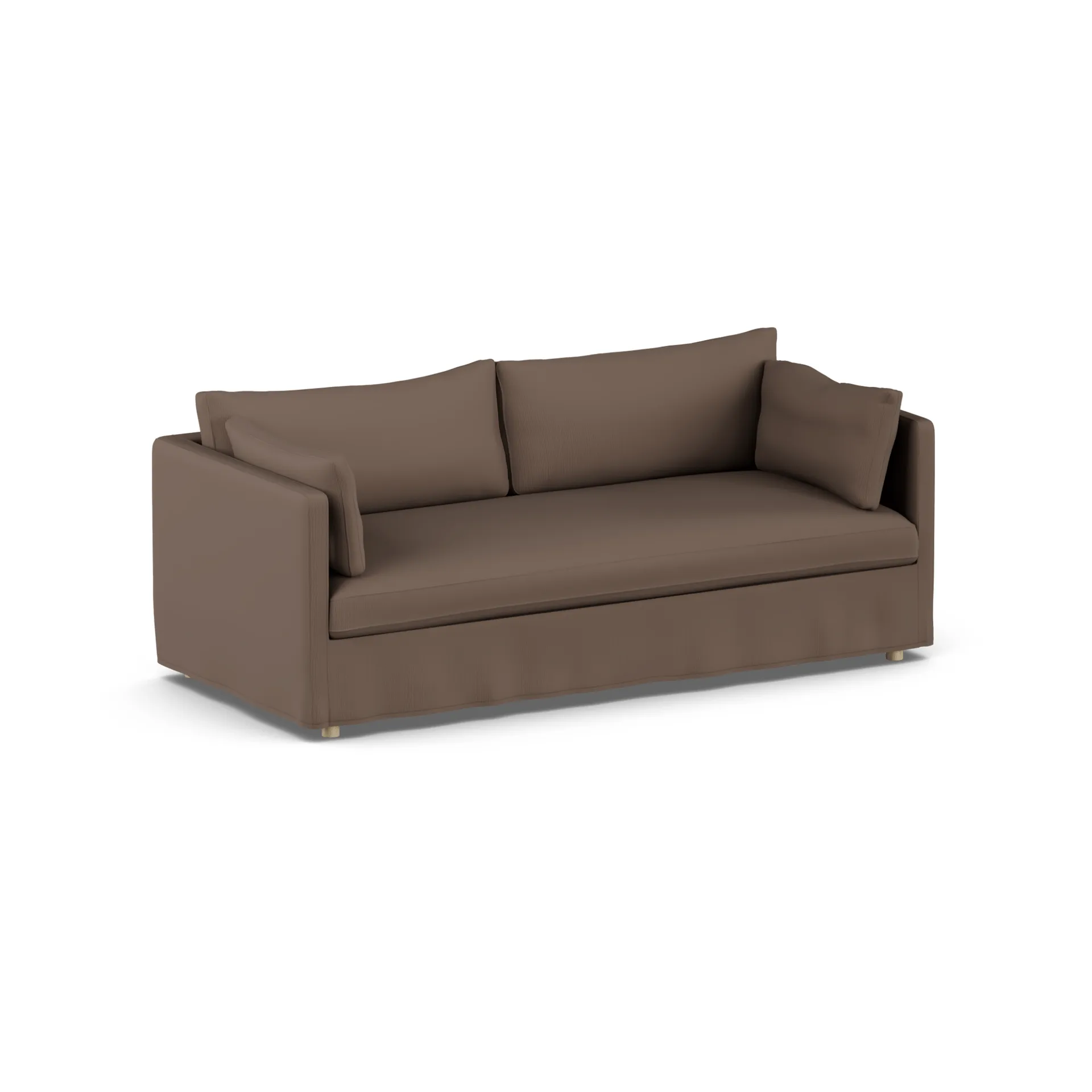 Linnevik Sofa, Jump brown 1955-Eiche weiß geölt, 3-sitzig, mit Volant 1898