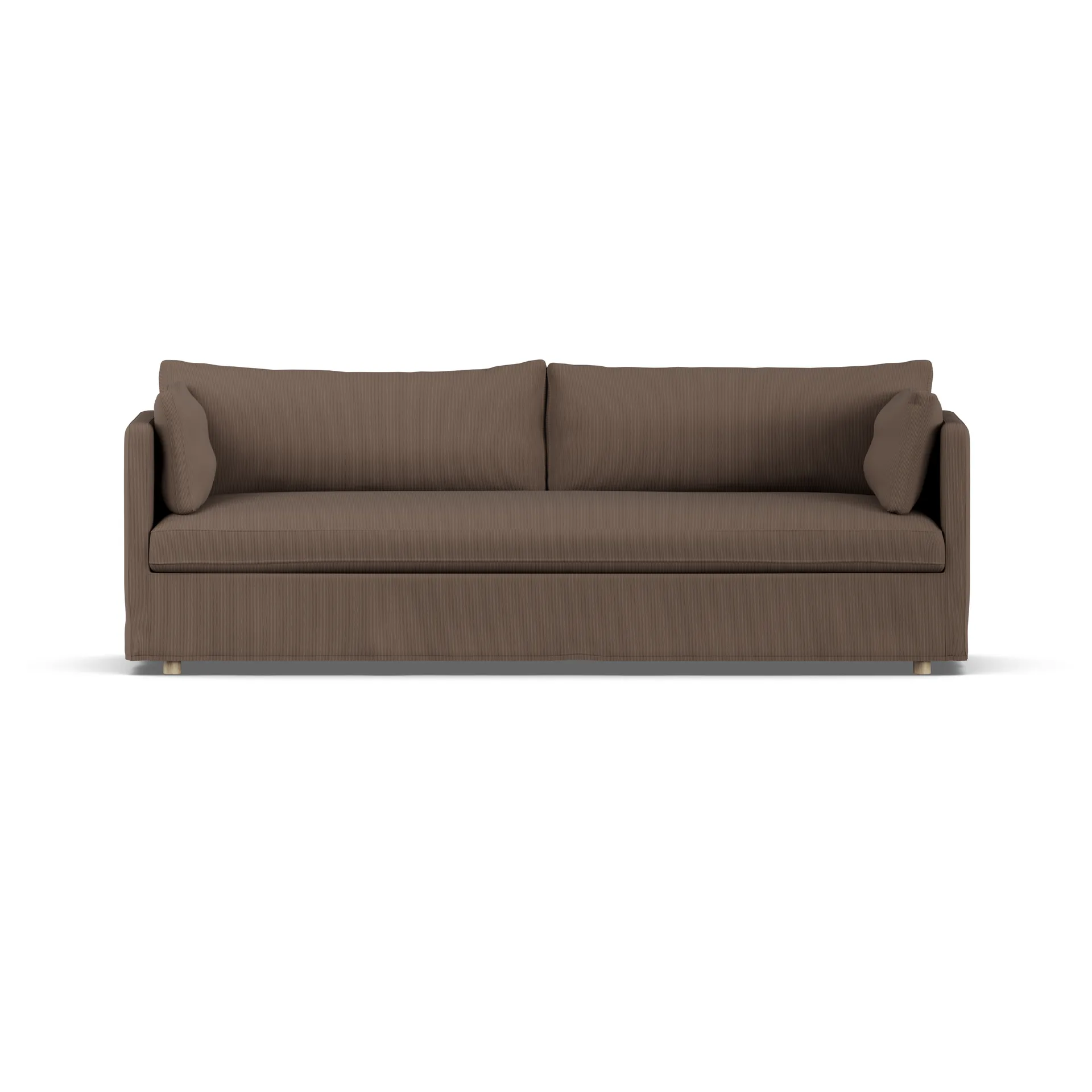 Linnevik Sofa, Jump brown 1955-Eiche weiß geölt, 4-sitzig, mit Volant 1898