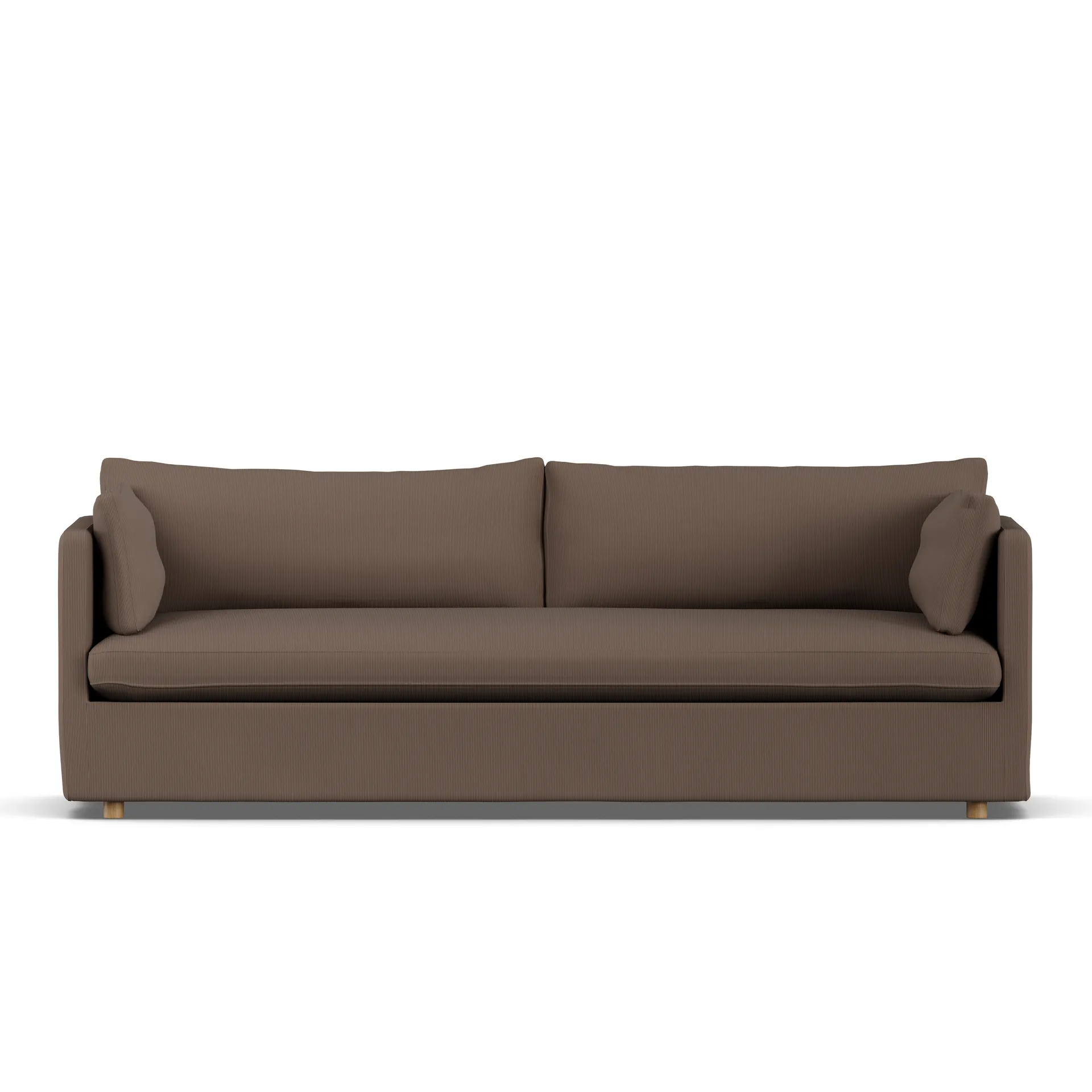 Linnevik Sofa, Jump brown 1955-Eiche weiß geölt, 4-sitzig, mit Volant 1898