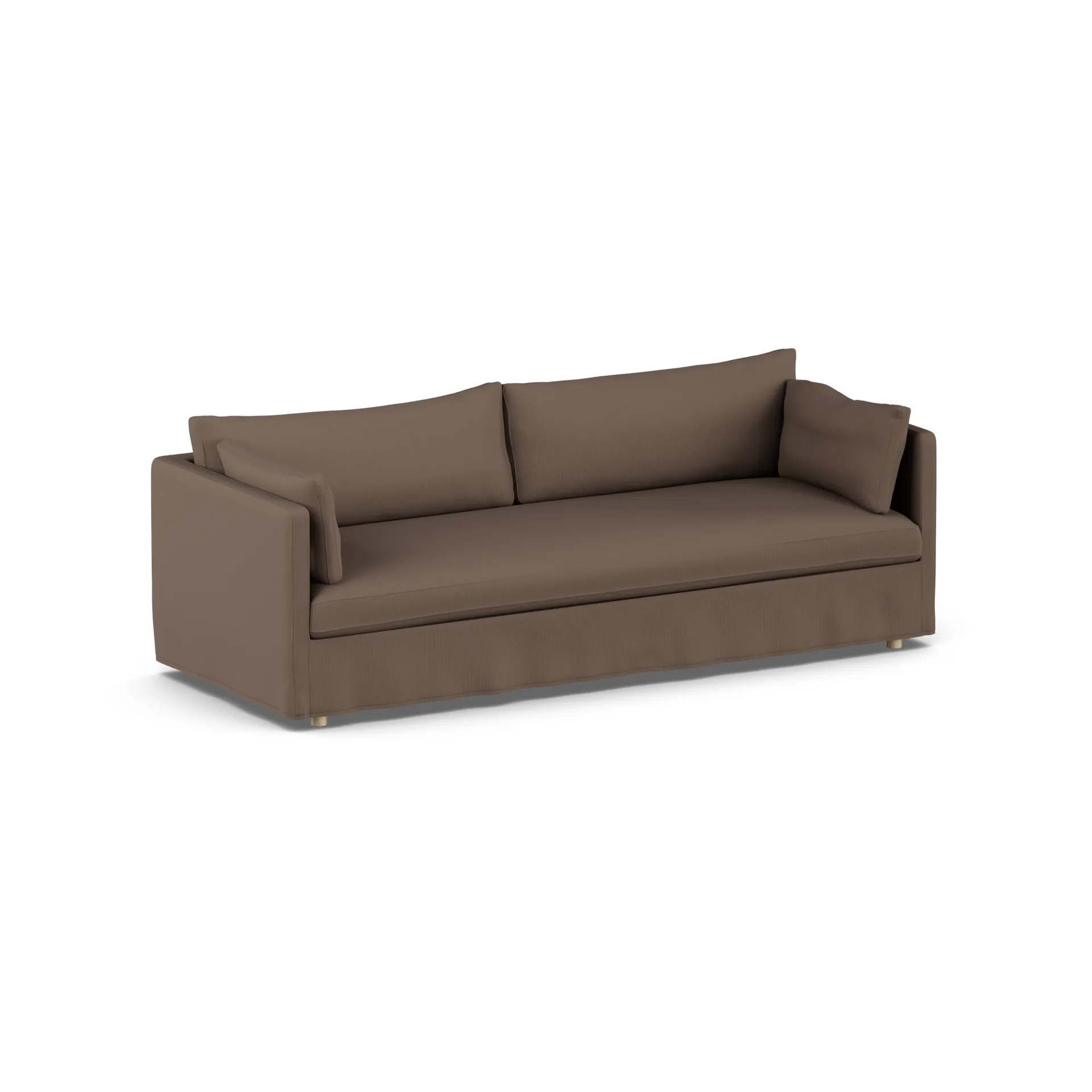 Linnevik Sofa, Jump brown 1955-Eiche weiß geölt, 4-sitzig, mit Volant 1898