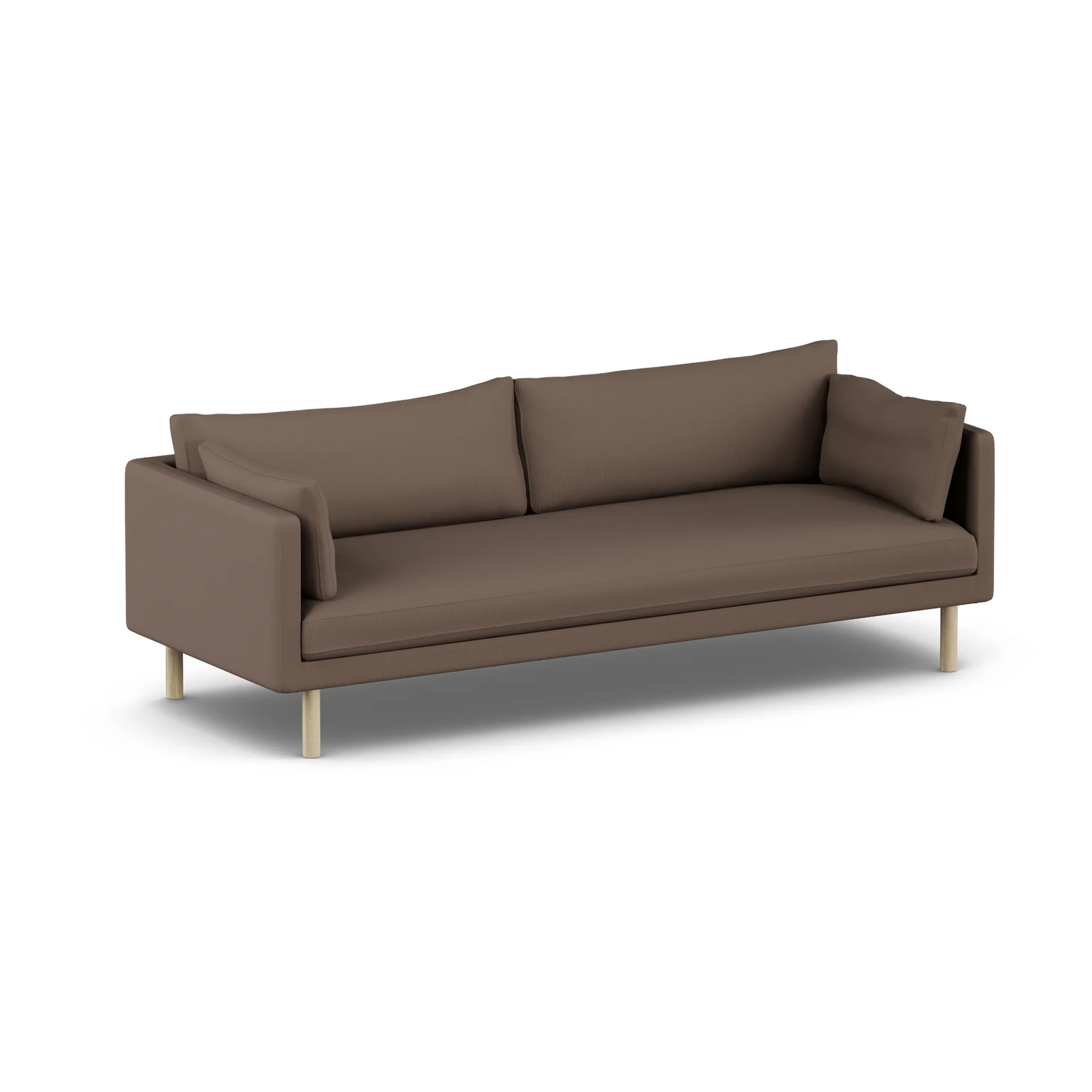 Linnevik Sofa, Jump Brown 1955-Eiche weiß geölt, 4-sitzig, ohne Volant 1898