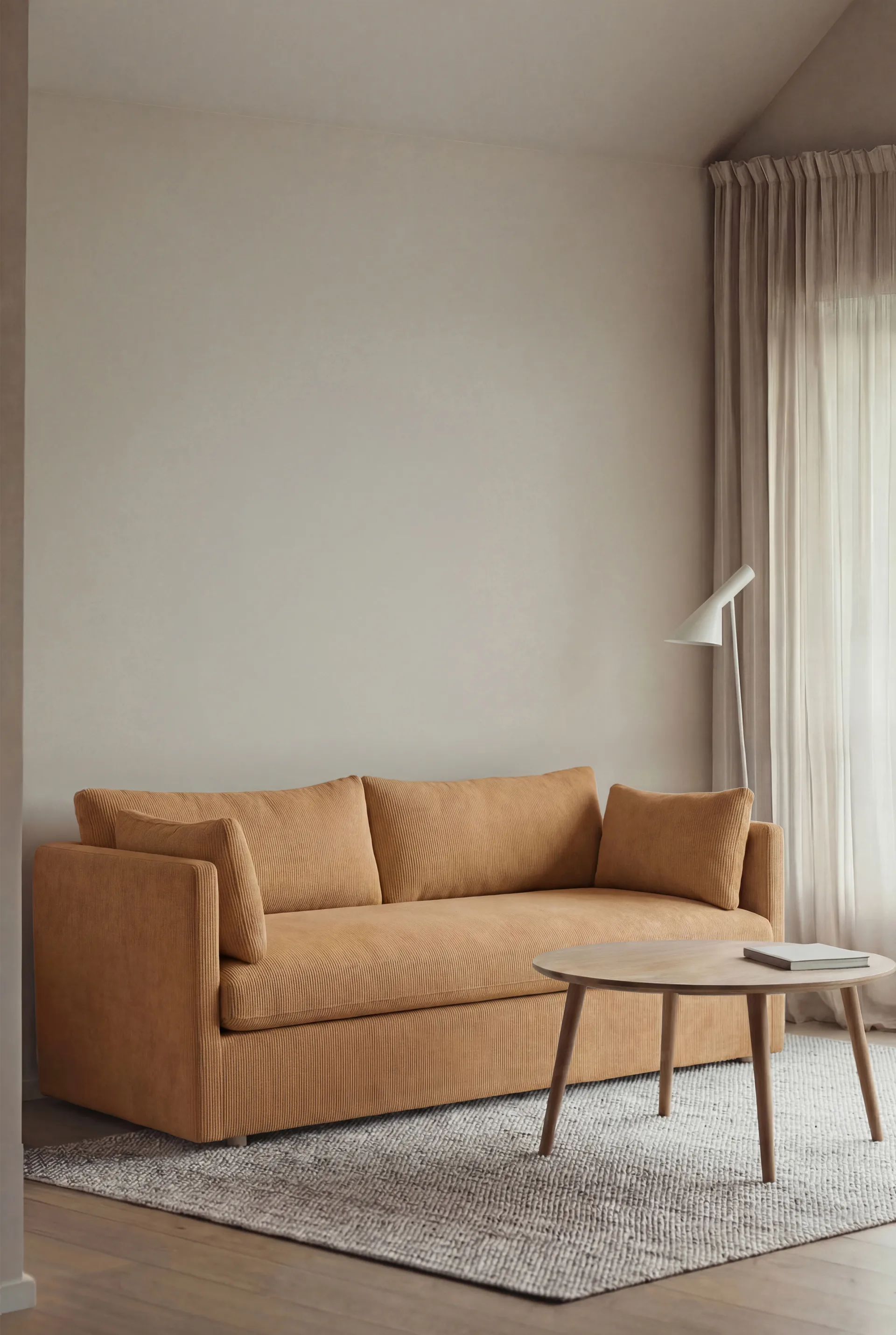 Linnevik Sofa, Jump Honey 1959-Eiche weiß geölt, 2-sitzig, mit Volant 1898