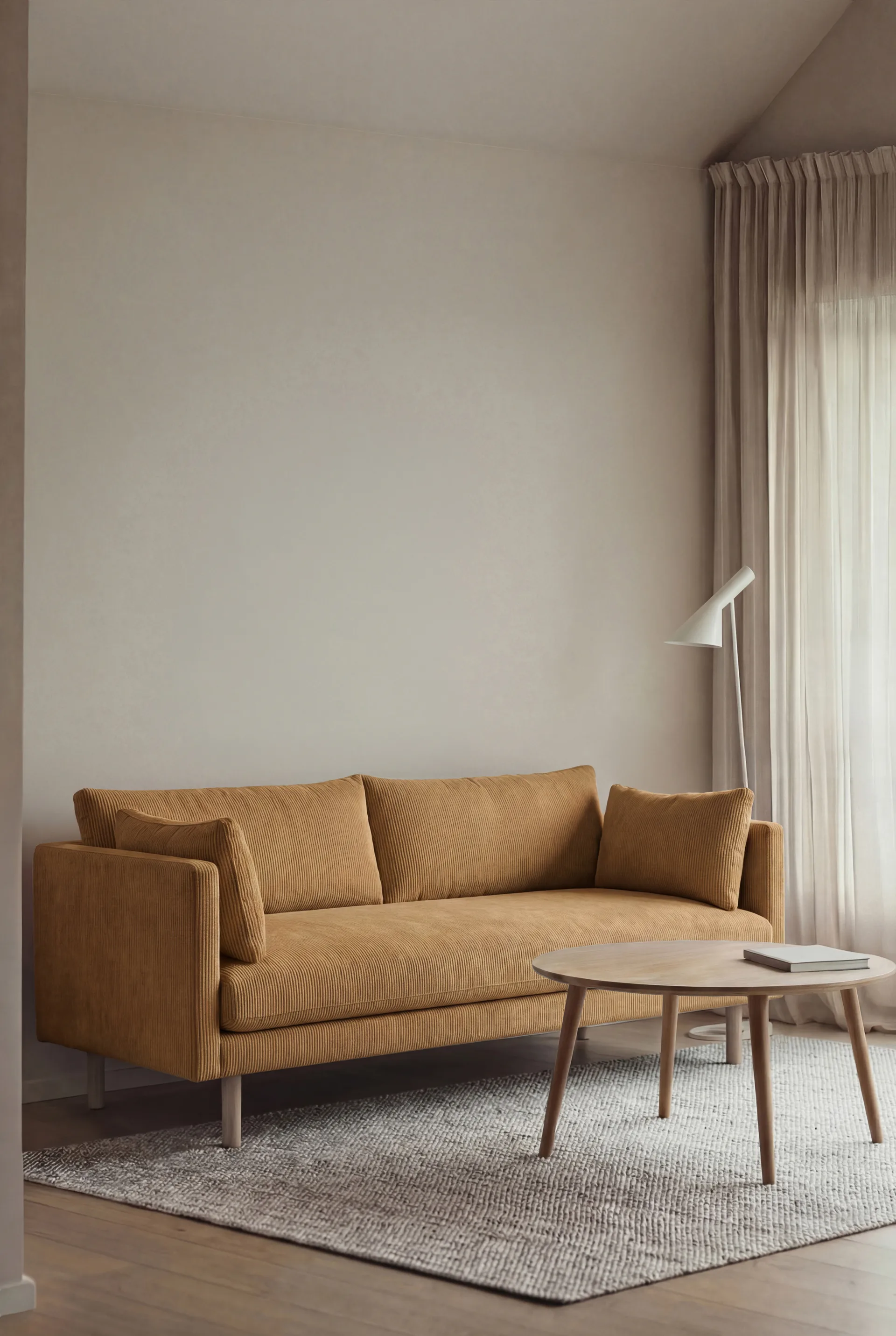 Linnevik Sofa, Jump Honey 1959-Eiche weiß geölt, 2-sitzig, ohne Volant 1898