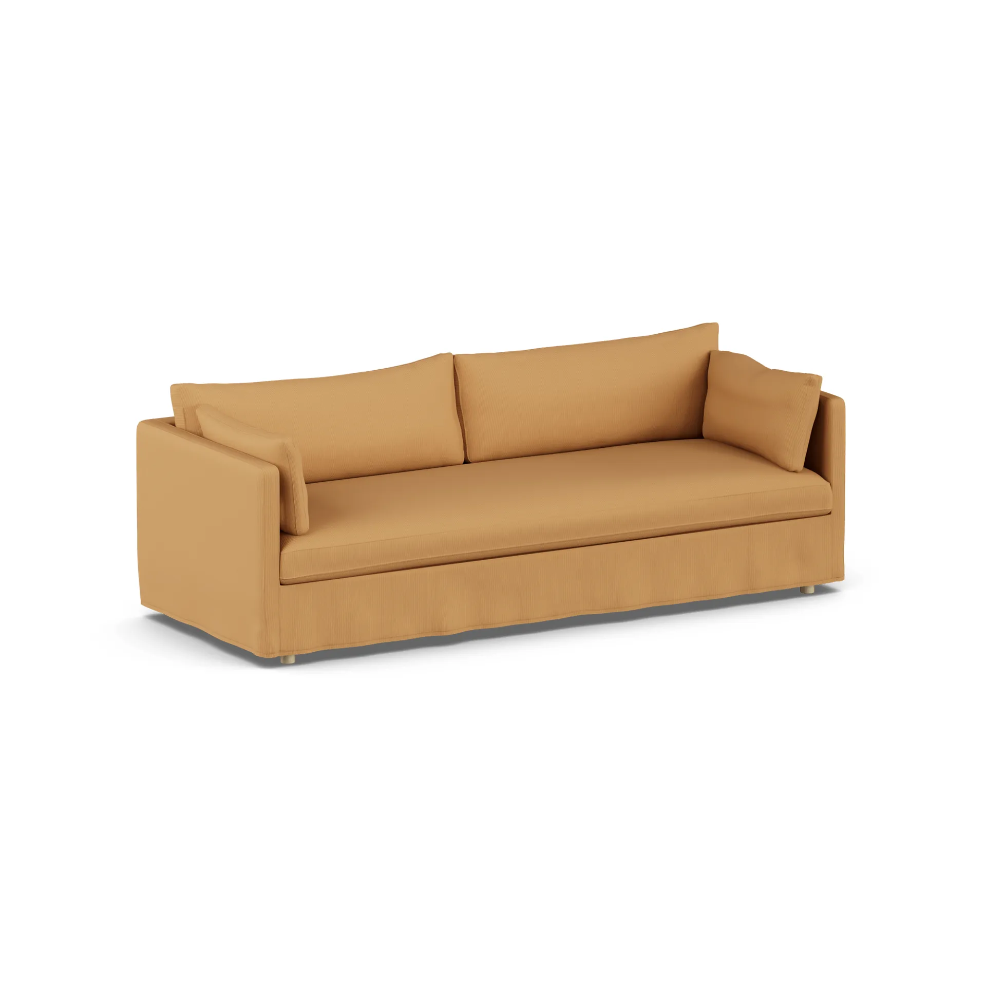 Linnevik Sofa, Jump honey 1959-Eiche weiß geölt, 4-sitzig, mit Volant 1898