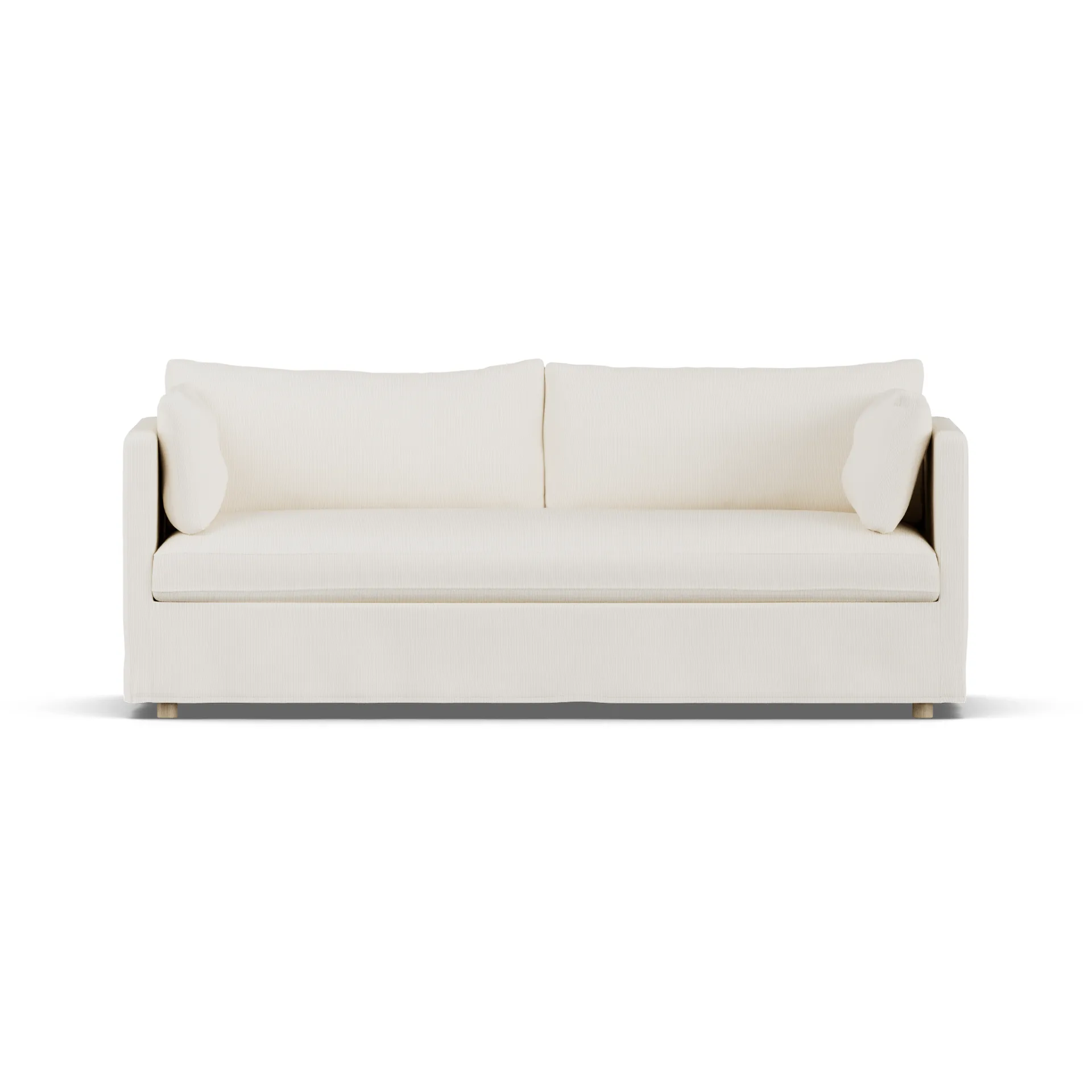 Linnevik Sofa, Jump off white 1954-Eiche weiß geölt, 3-sitzig, mit Volant 1898