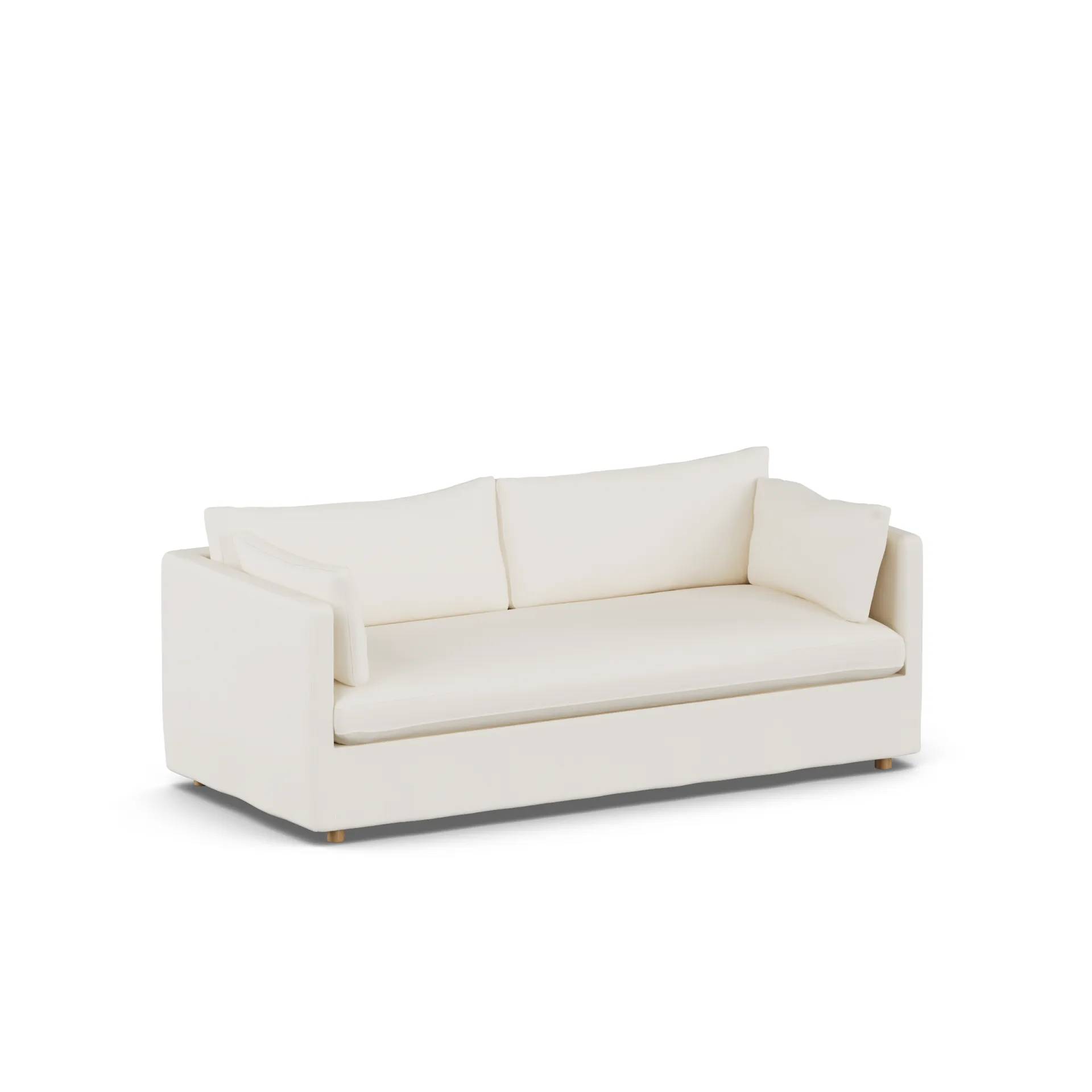 Linnevik Sofa, Jump off white 1954-Eiche weiß geölt, 3-sitzig, mit Volant 1898