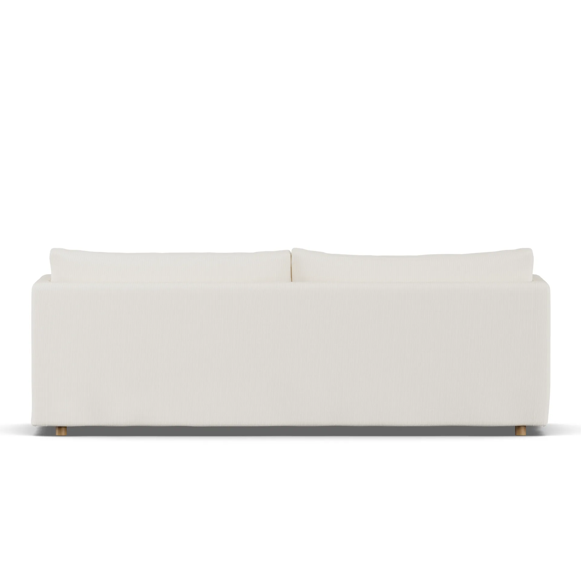 Linnevik Sofa, Jump off white 1954-Eiche weiß geölt, 4-sitzig, mit Volant 1898