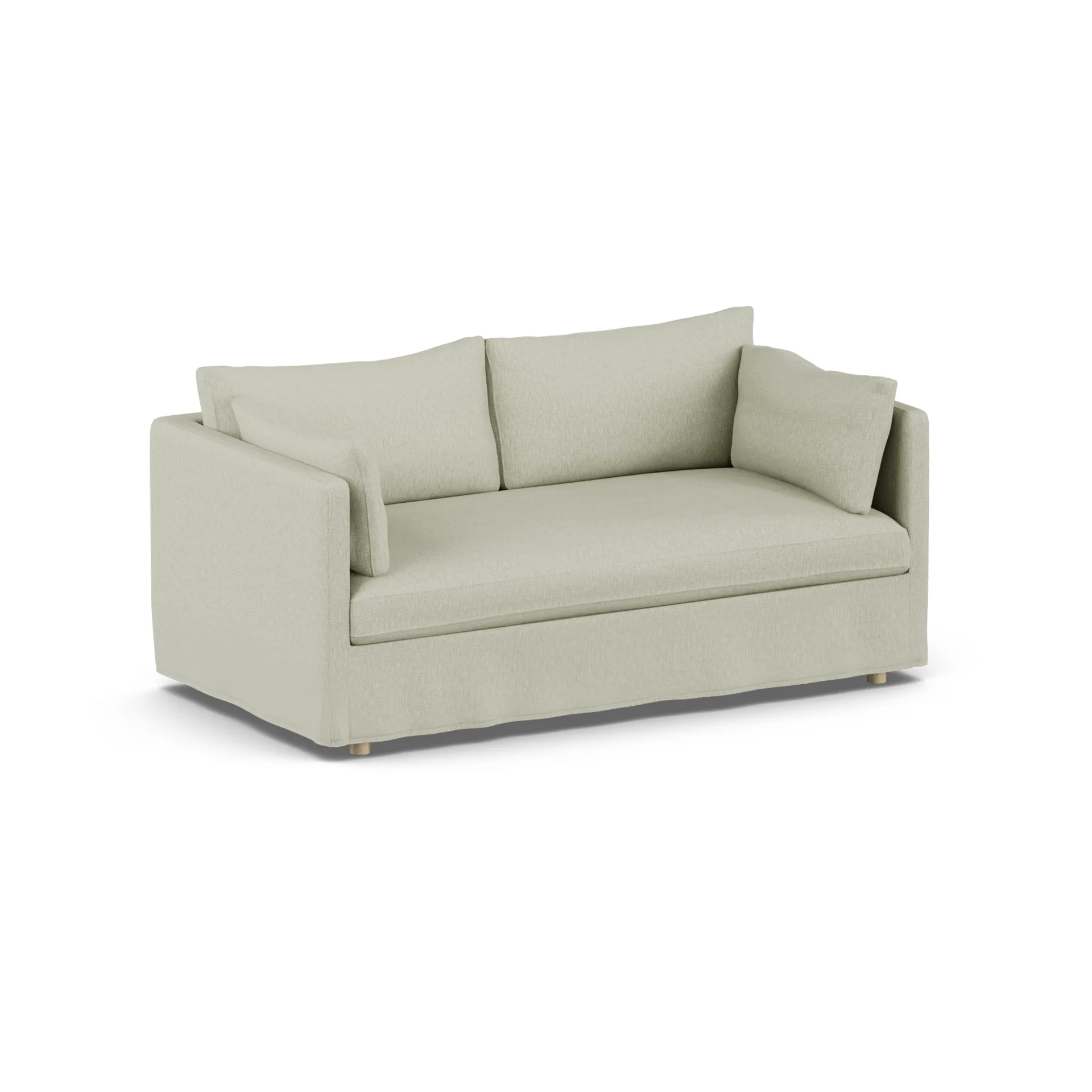 Linnevik Sofa, Luiza Beige 3981-Eiche weiß geölt, 2-sitzig, mit Volant 1898