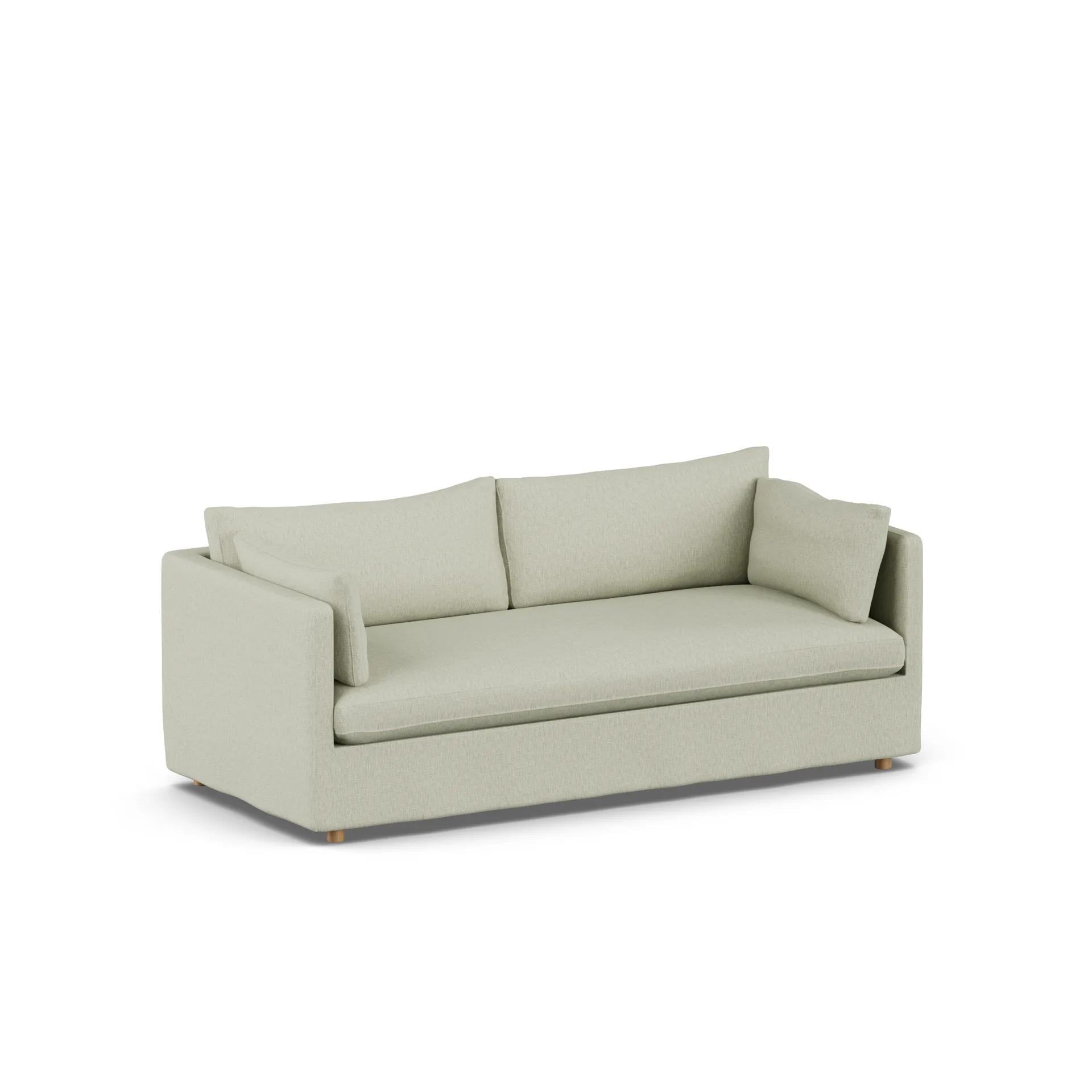 Linnevik Sofa, Luiza Beige 3981-Eiche weiß geölt, 3-sitzig, mit Volant 1898