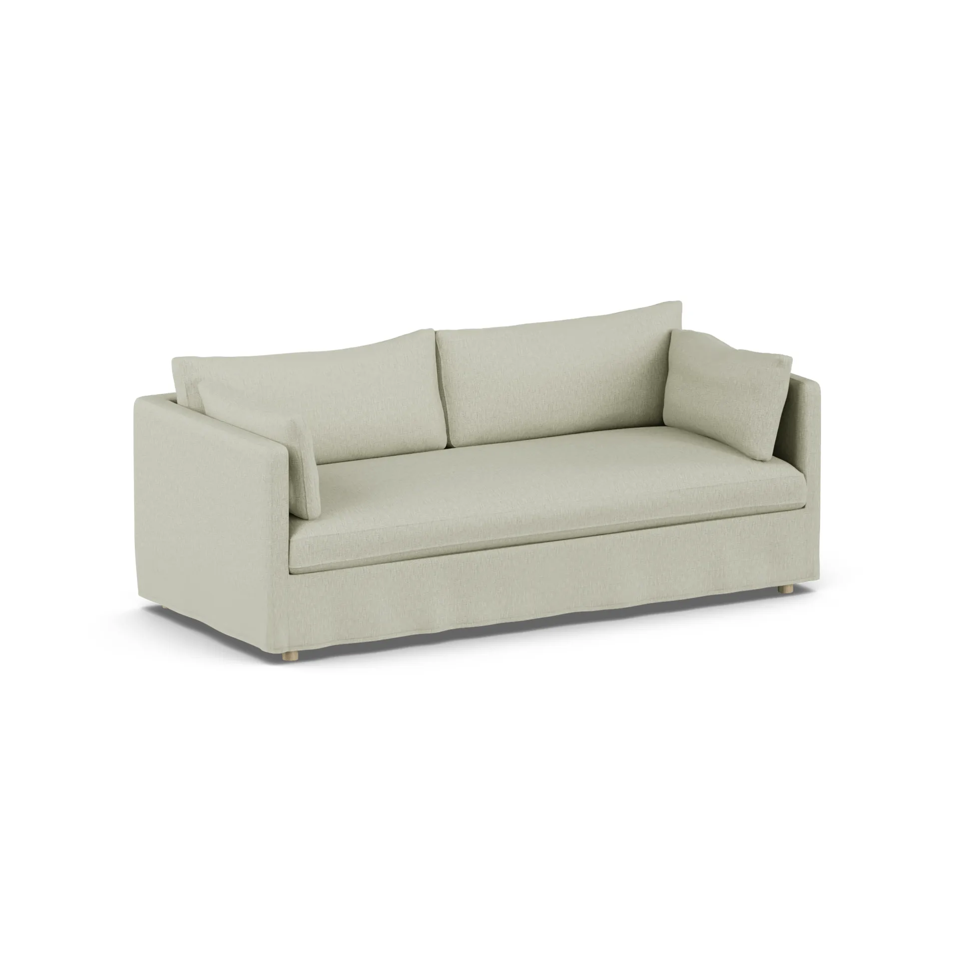 Linnevik Sofa, Luiza Beige 3981-Eiche weiß geölt, 3-sitzig, mit Volant 1898