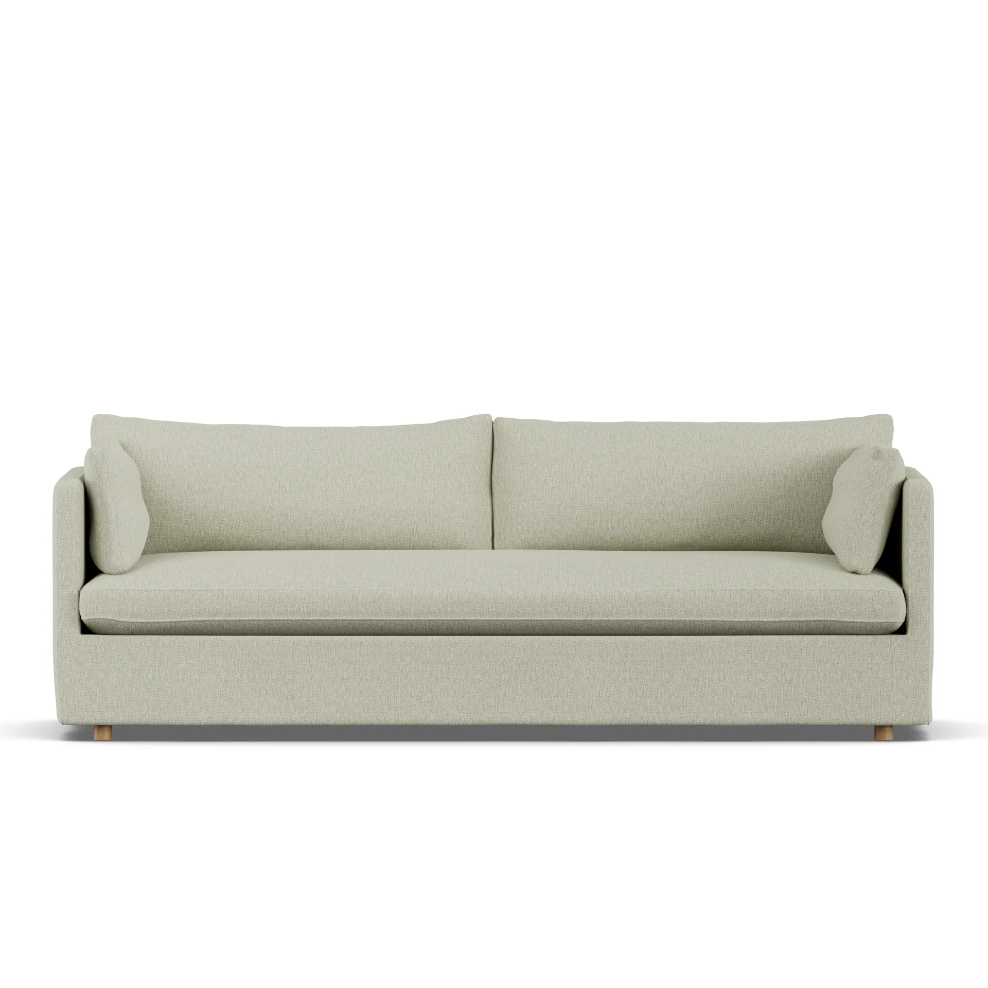 Linnevik Sofa, Luiza beige 3981-Eiche weiß geölt, 4-sitzig, mit Volant 1898