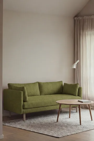 Linnevik Sofa - Luiza Green 3975-Eiche weiß geölt, 2-sitzig, ohne Volant - 1898