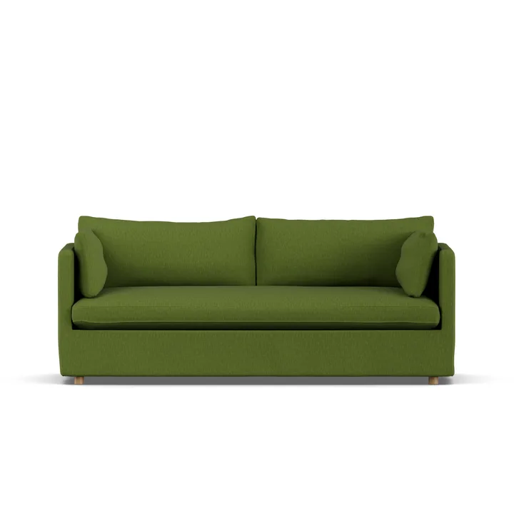 Linnevik Sofa - Luiza green 3975-Eiche weiß geölt, 3-sitzig, mit Volant - 1898