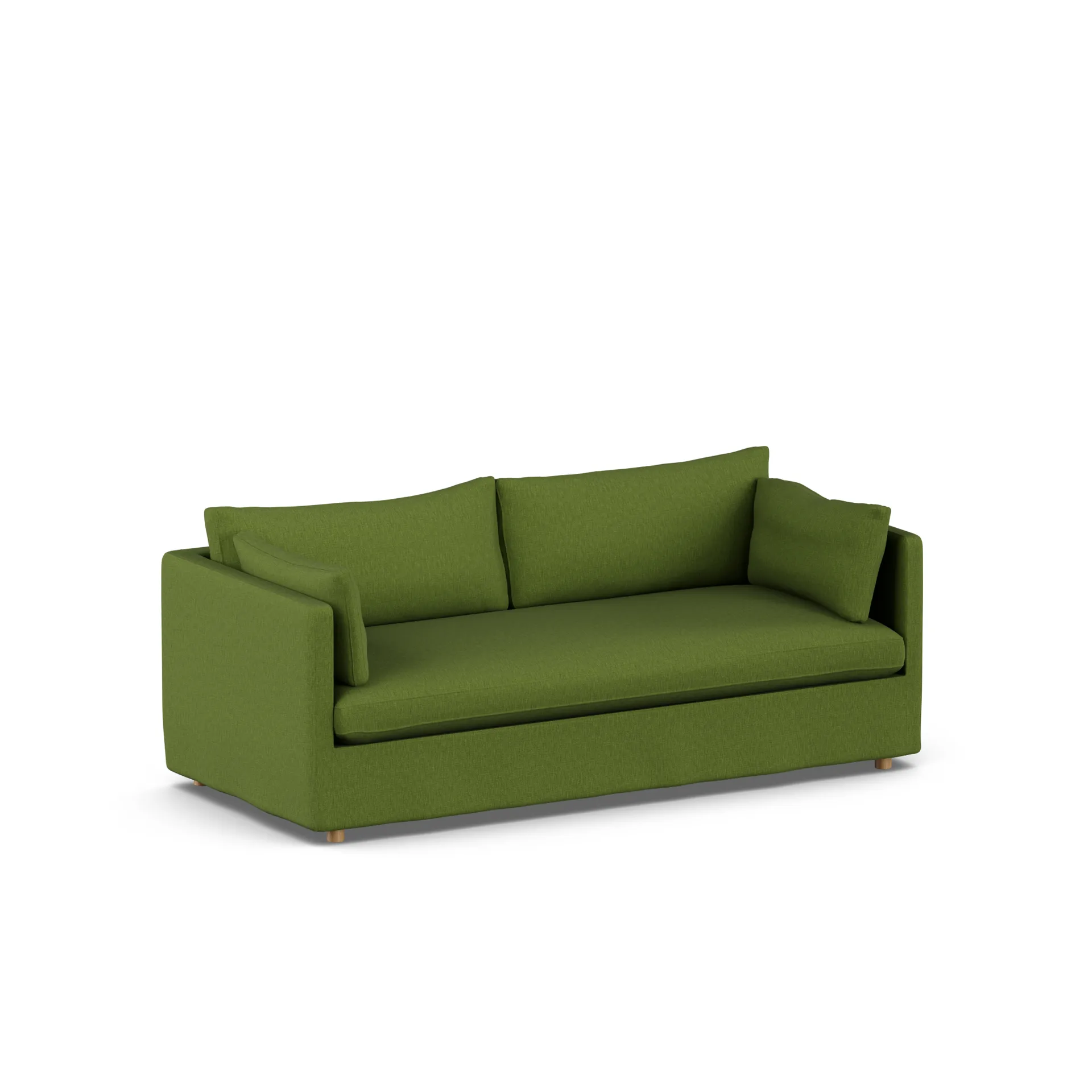 Linnevik Sofa, Luiza green 3975-Eiche weiß geölt, 3-sitzig, mit Volant 1898