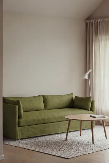 Linnevik Sofa - Luiza Green 3975-Eiche weiß geölt, 4-sitzig, mit Volant - 1898