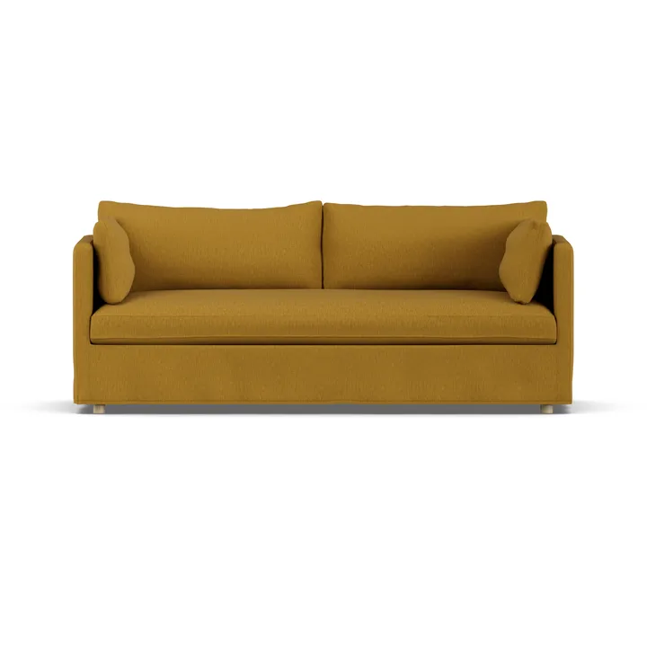 Linnevik Sofa - Luiza Mustard 3972-Eiche weiß geölt, 3-sitzig, mit Volant - 1898